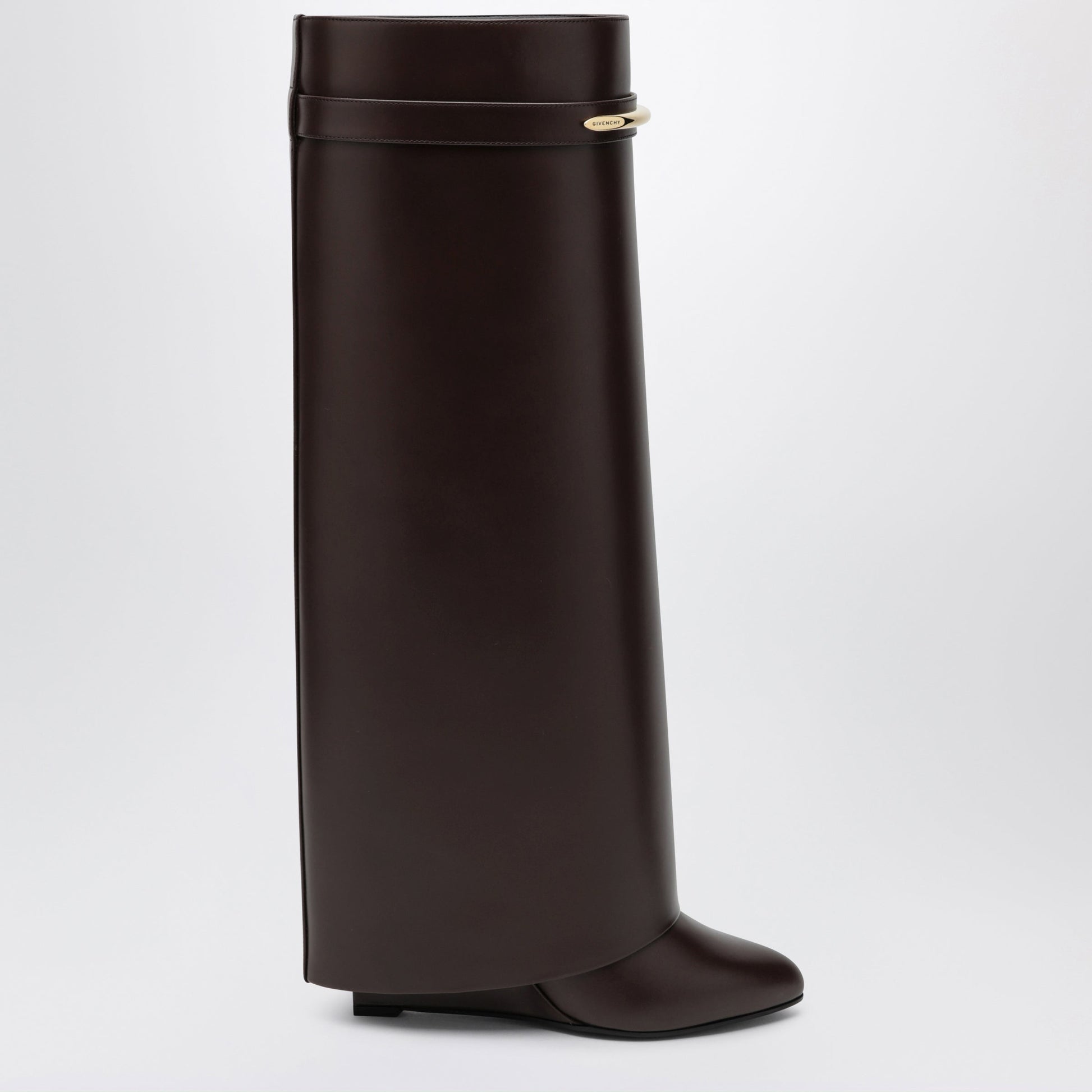 Givenchy Shark Pinch Leather Boots In Ebony Brown Women GIVENCHY