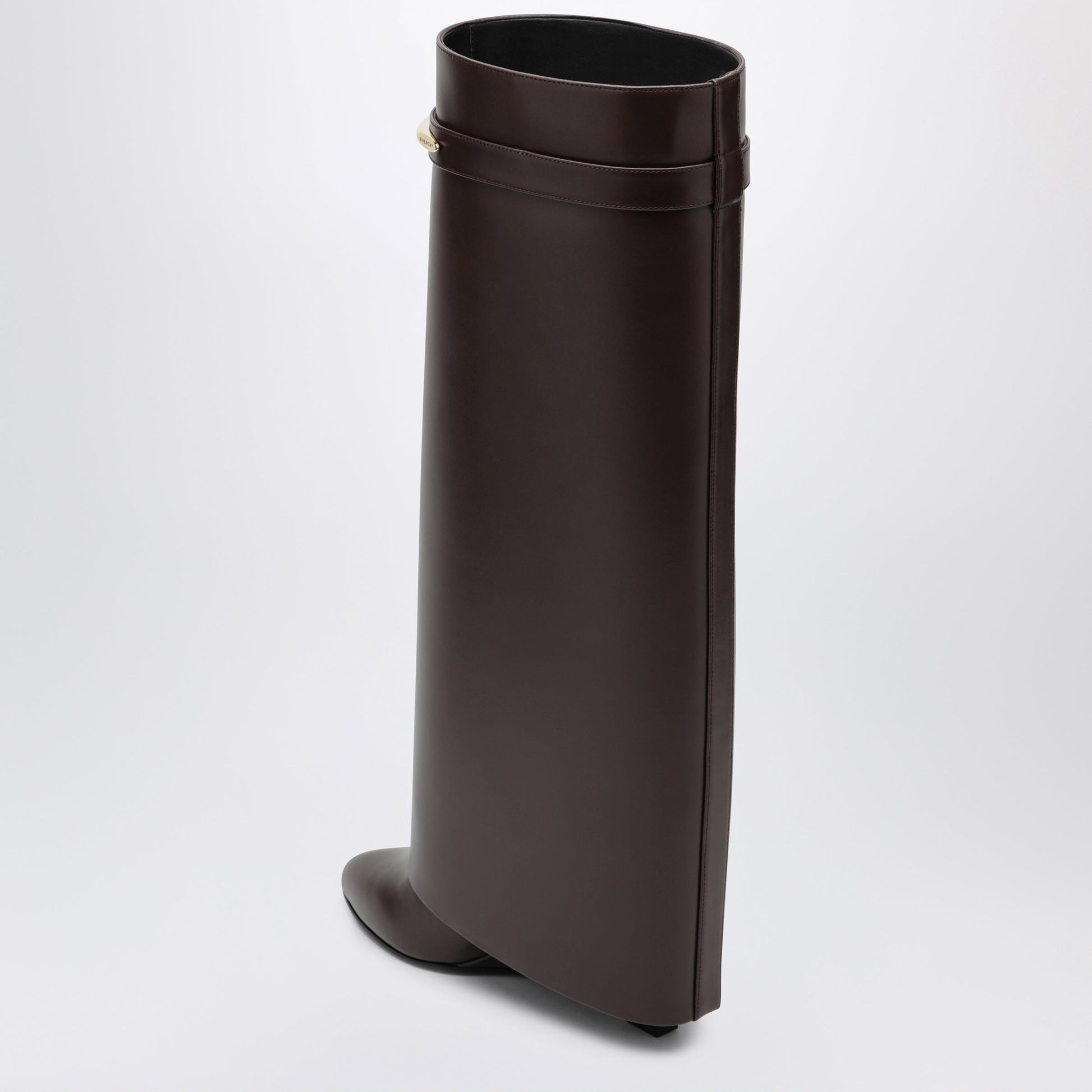 Givenchy Shark Pinch Leather Boots In Ebony Brown Women GIVENCHY
