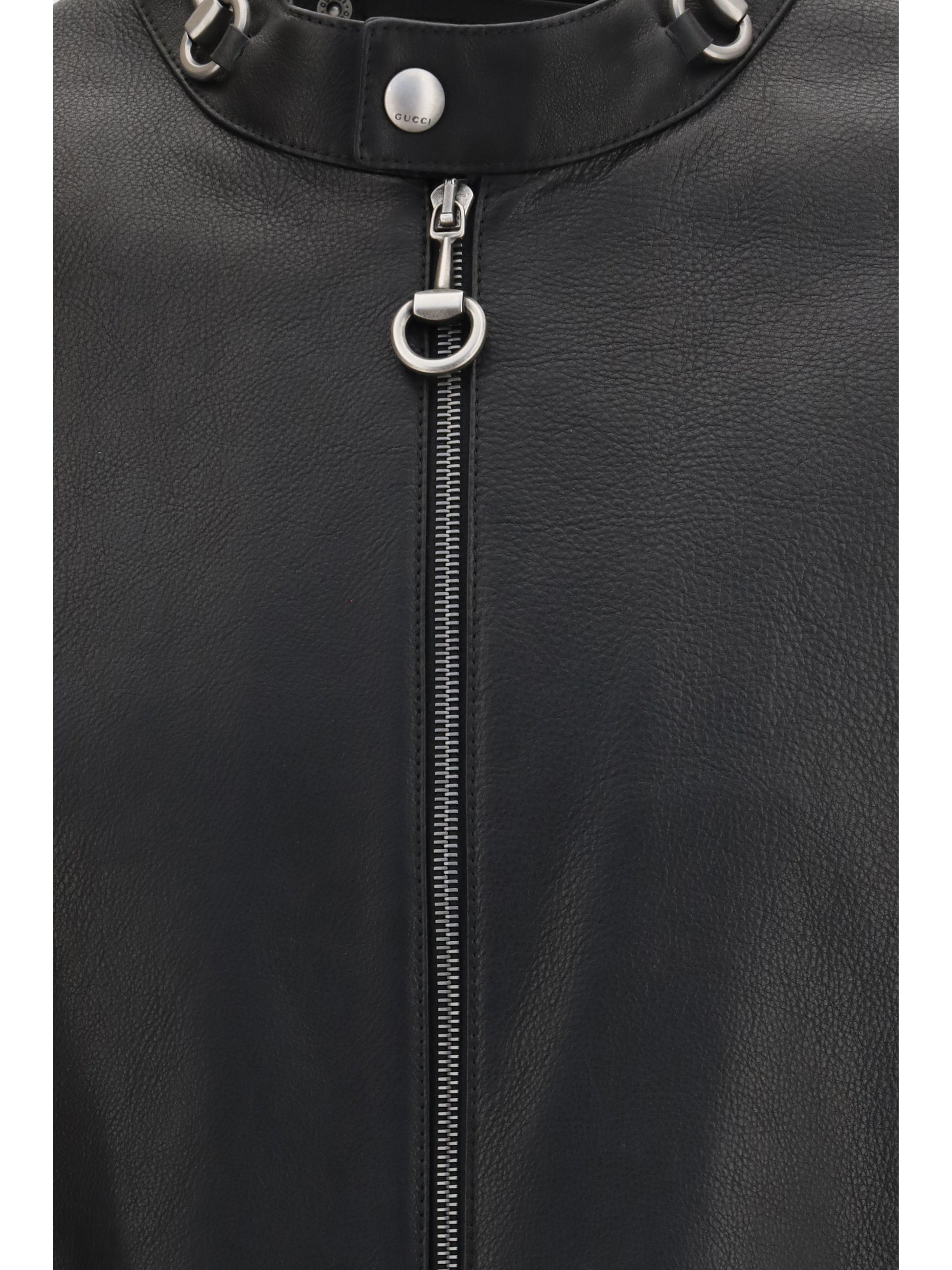 Gucci Men Horsebit Leather Biker Jacket GUCCI
