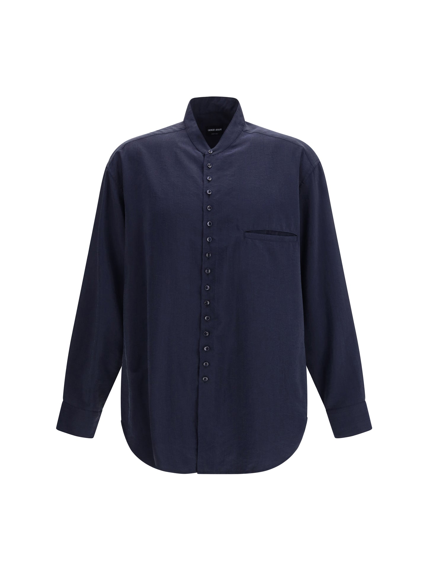 Giorgio Armani Men Washed Silk Shirt With Band Collar GIORGIO ARMANI