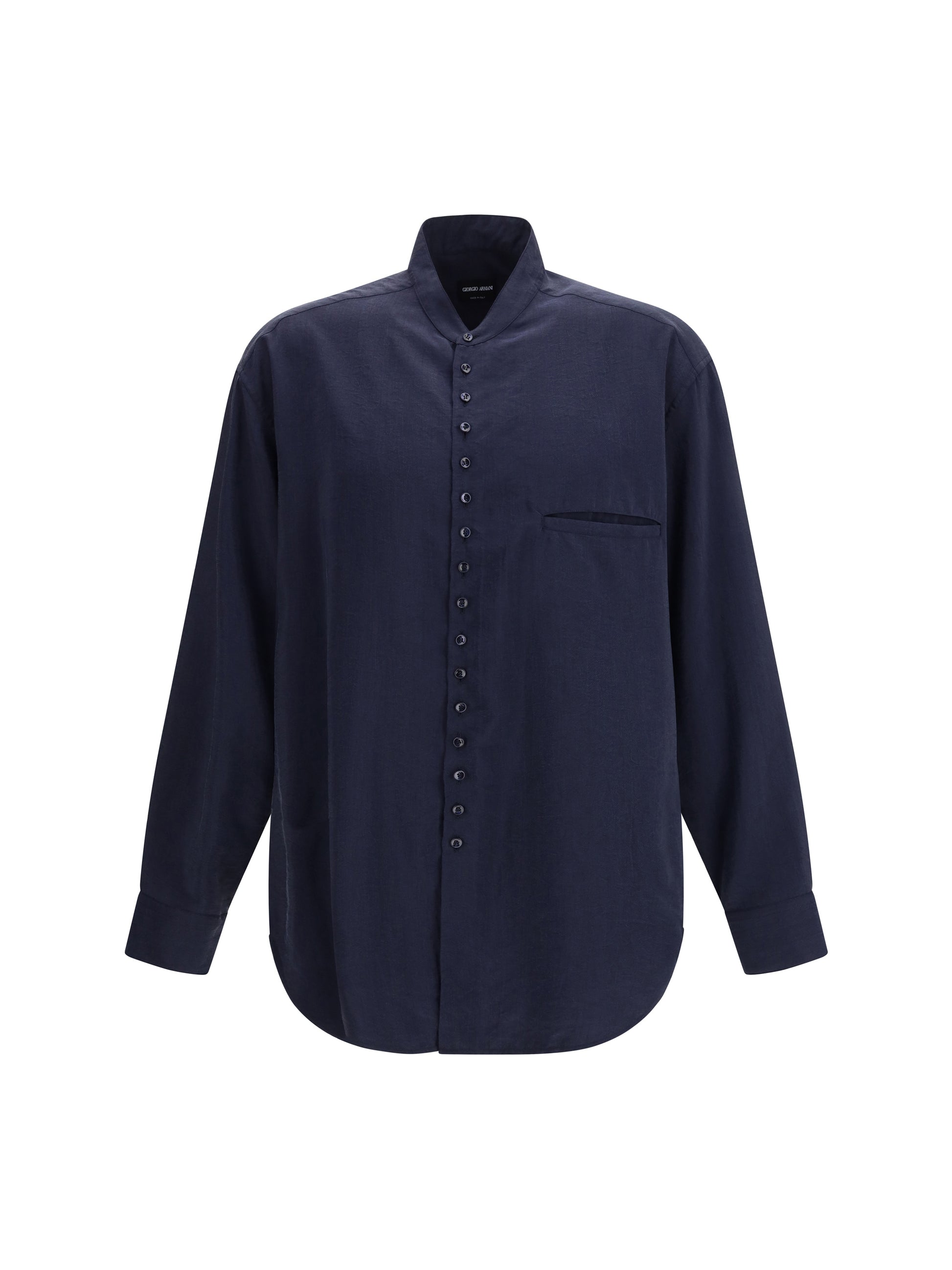 Giorgio Armani Men Washed Silk Shirt With Band Collar GIORGIO ARMANI