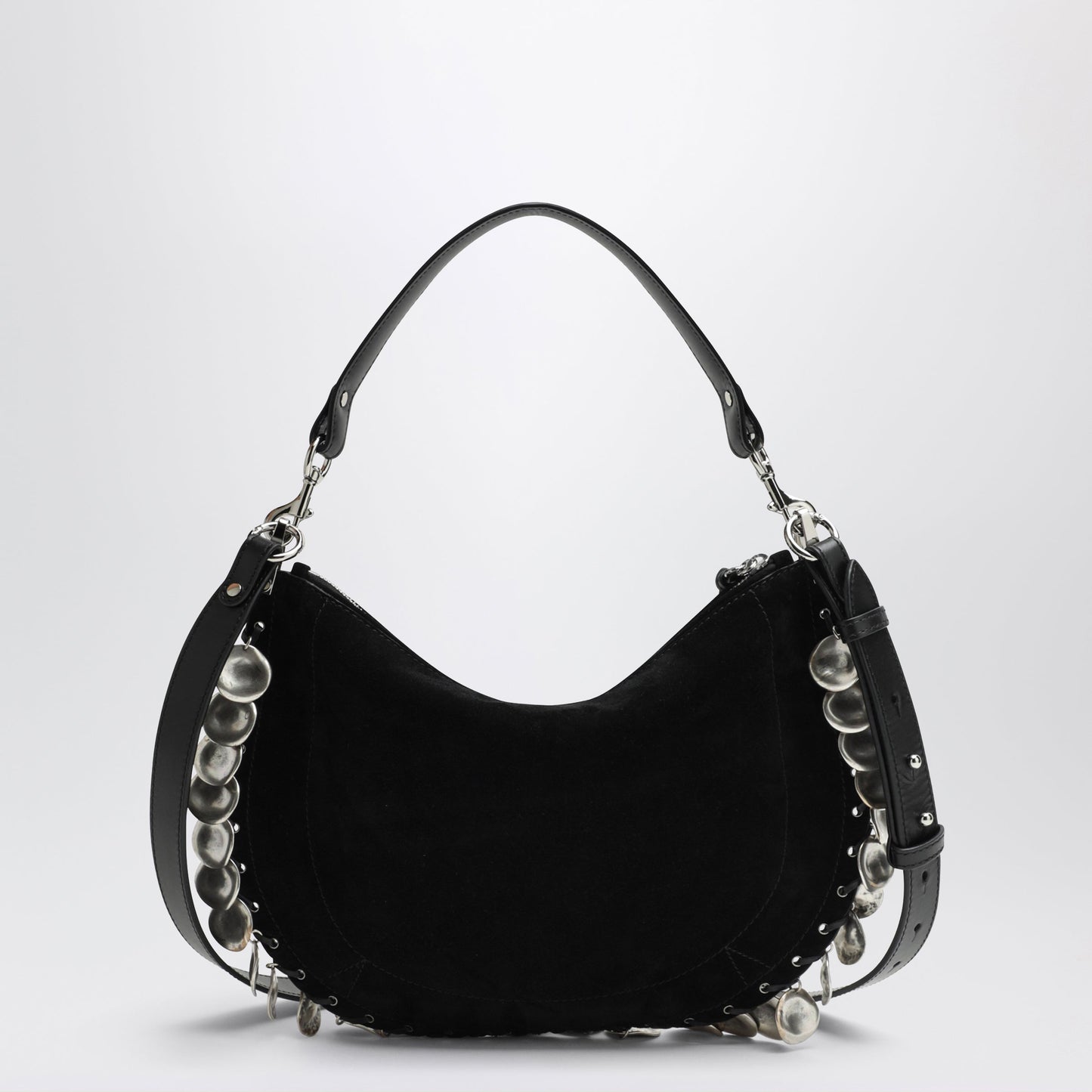 Isabel Marant Oskan Soft Zipped Bag In Black Suede With Medals Women ISABEL MARANT