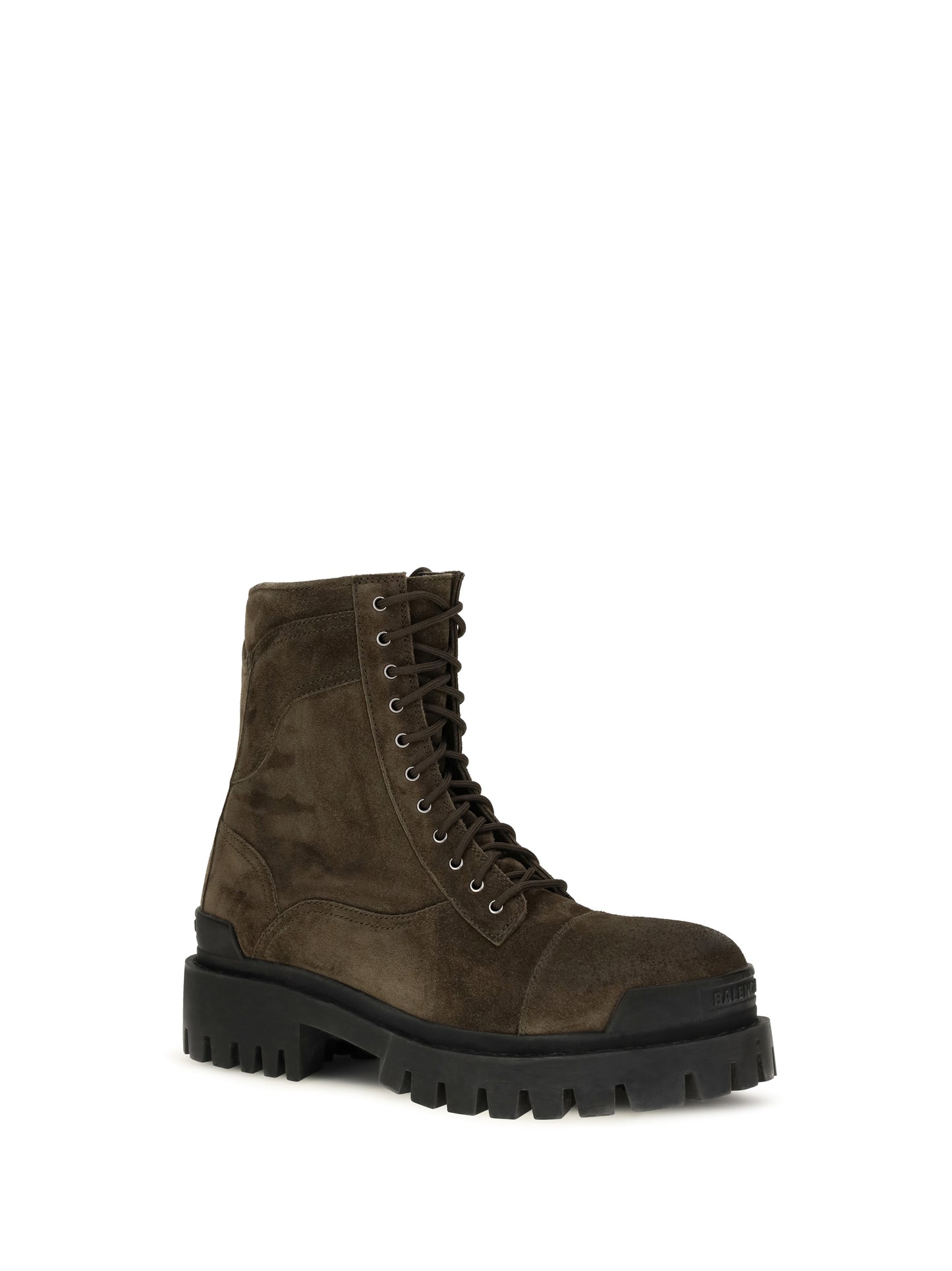 Balenciaga Men Combat Strike Waxed Suede Calf Leather Boots BALENCIAGA