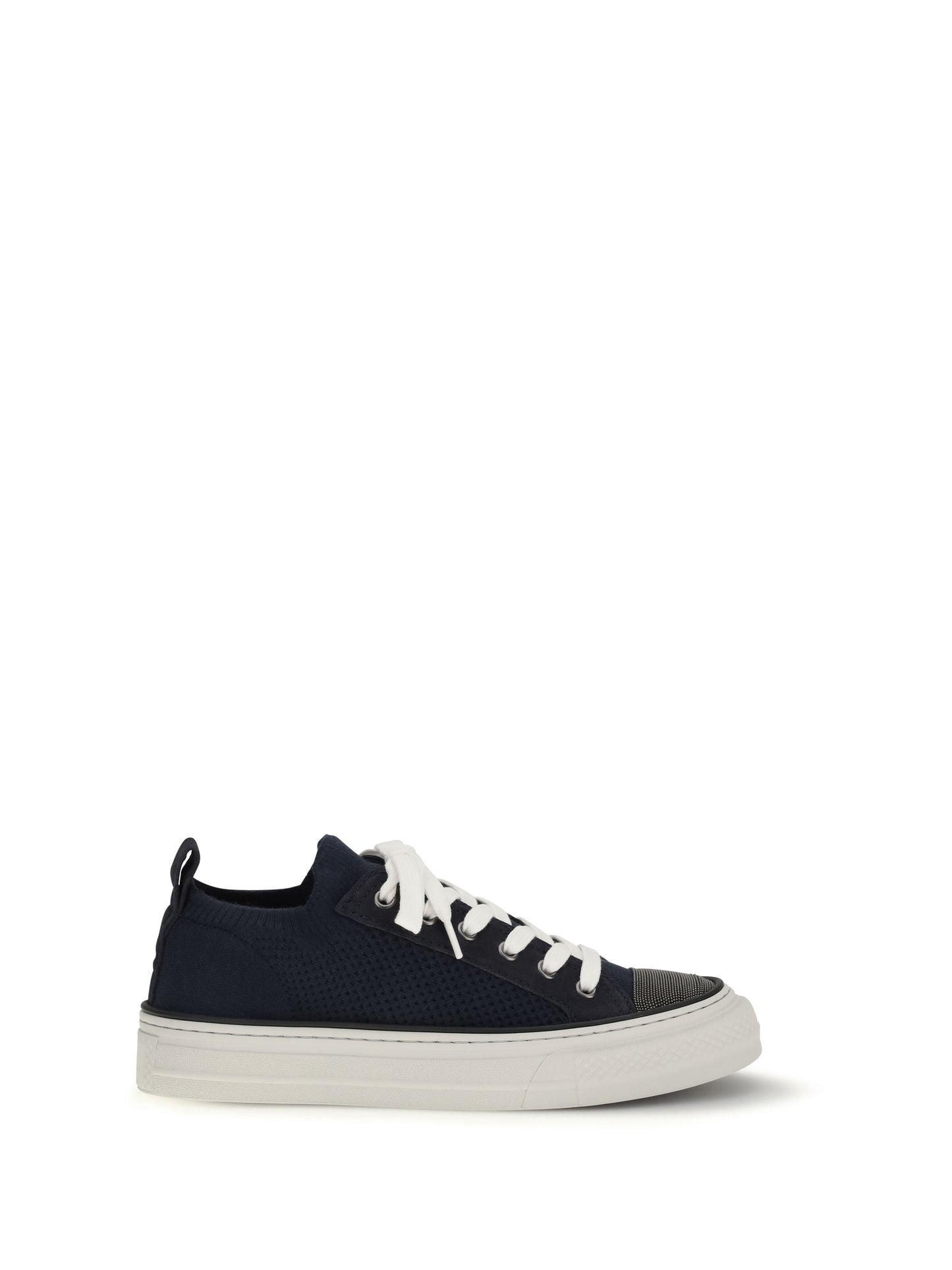Brunello Cucinelli Women Cotton Knit And Suede Sneakers BRUNELLO CUCINELLI