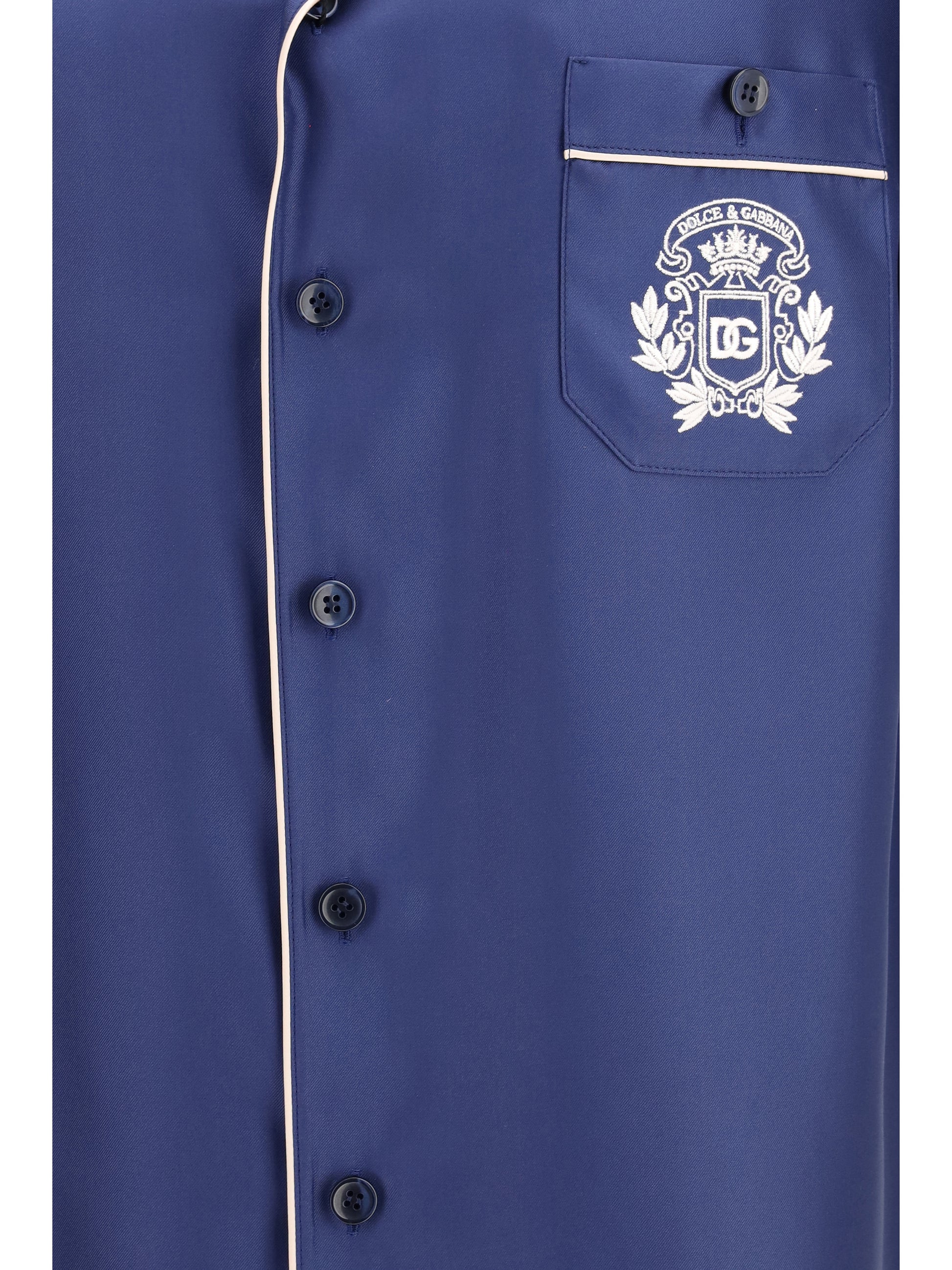 Dolce & Gabbana Men Hawaii Piping-Embroidered Shirt DOLCE & GABBANA