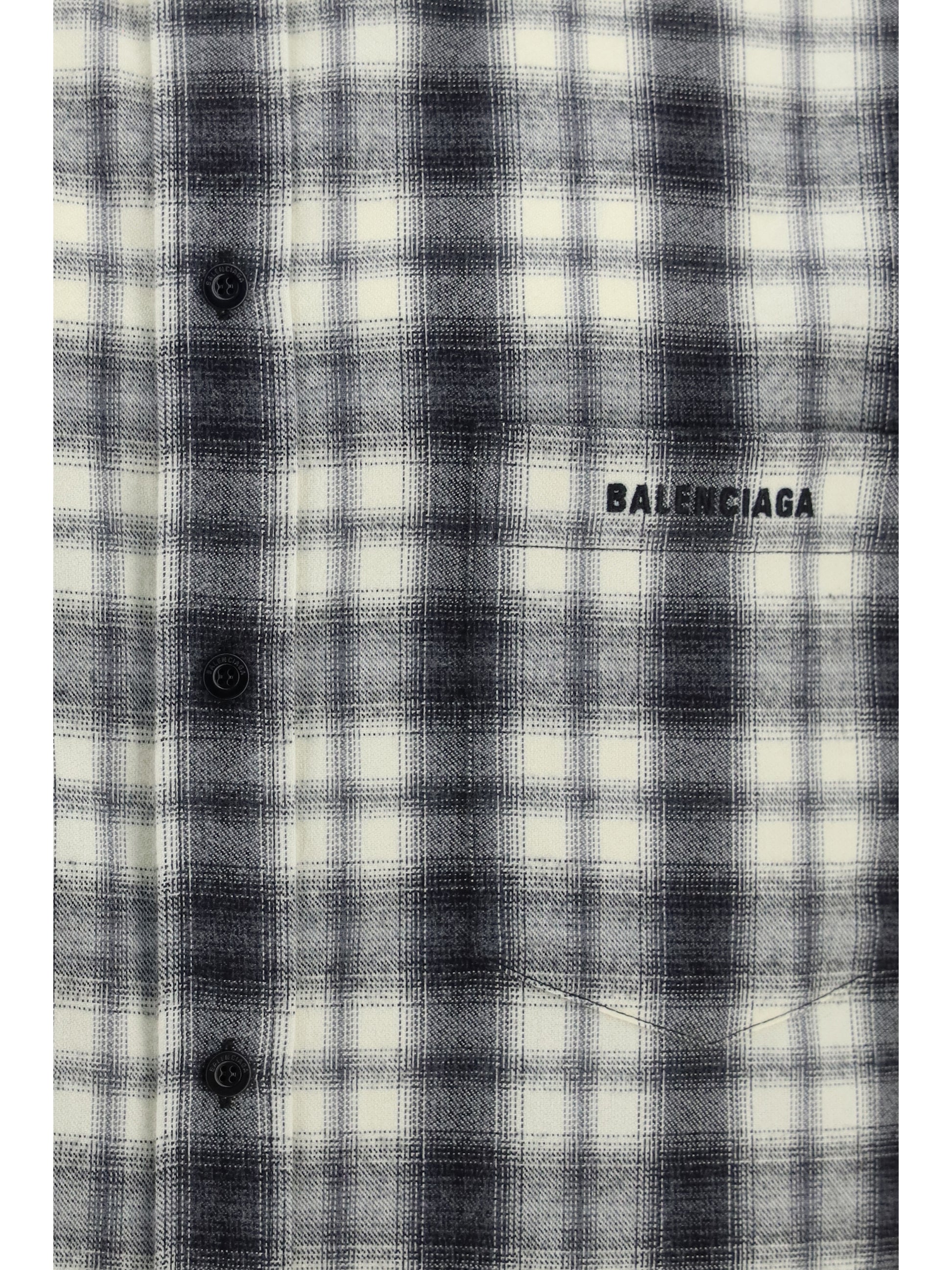 Balenciaga Men Checked Cotton Flannel Shirt BALENCIAGA