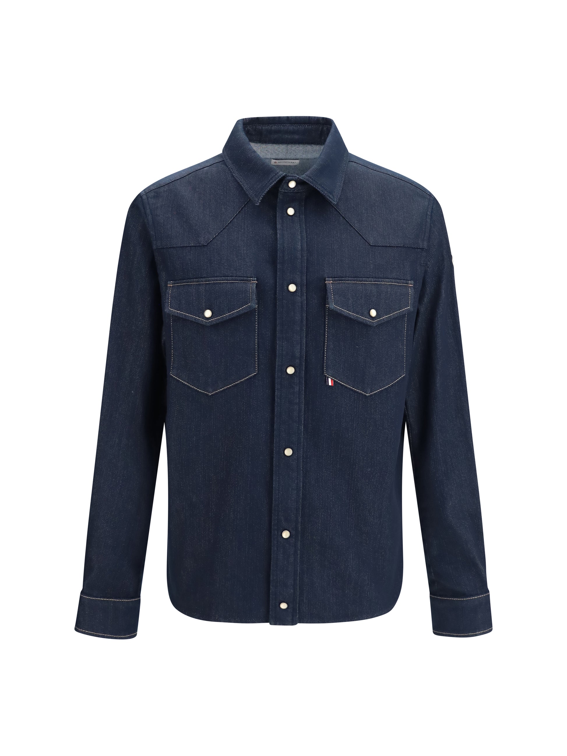 Moncler Men Denim Jacket With Logo Patch MONCLER