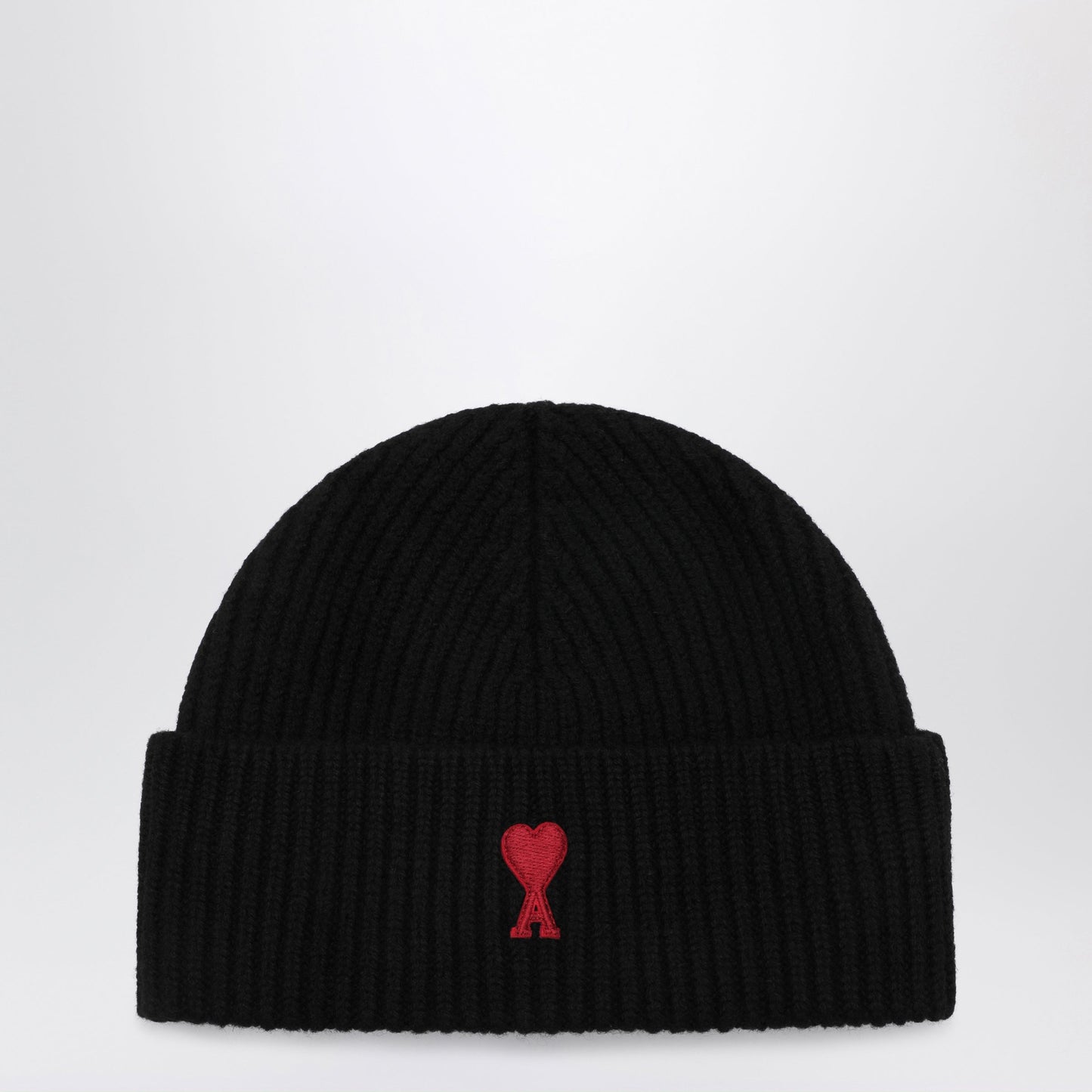 Ami Paris Black Ami De Coeur Wool Beanie Men AMI PARIS