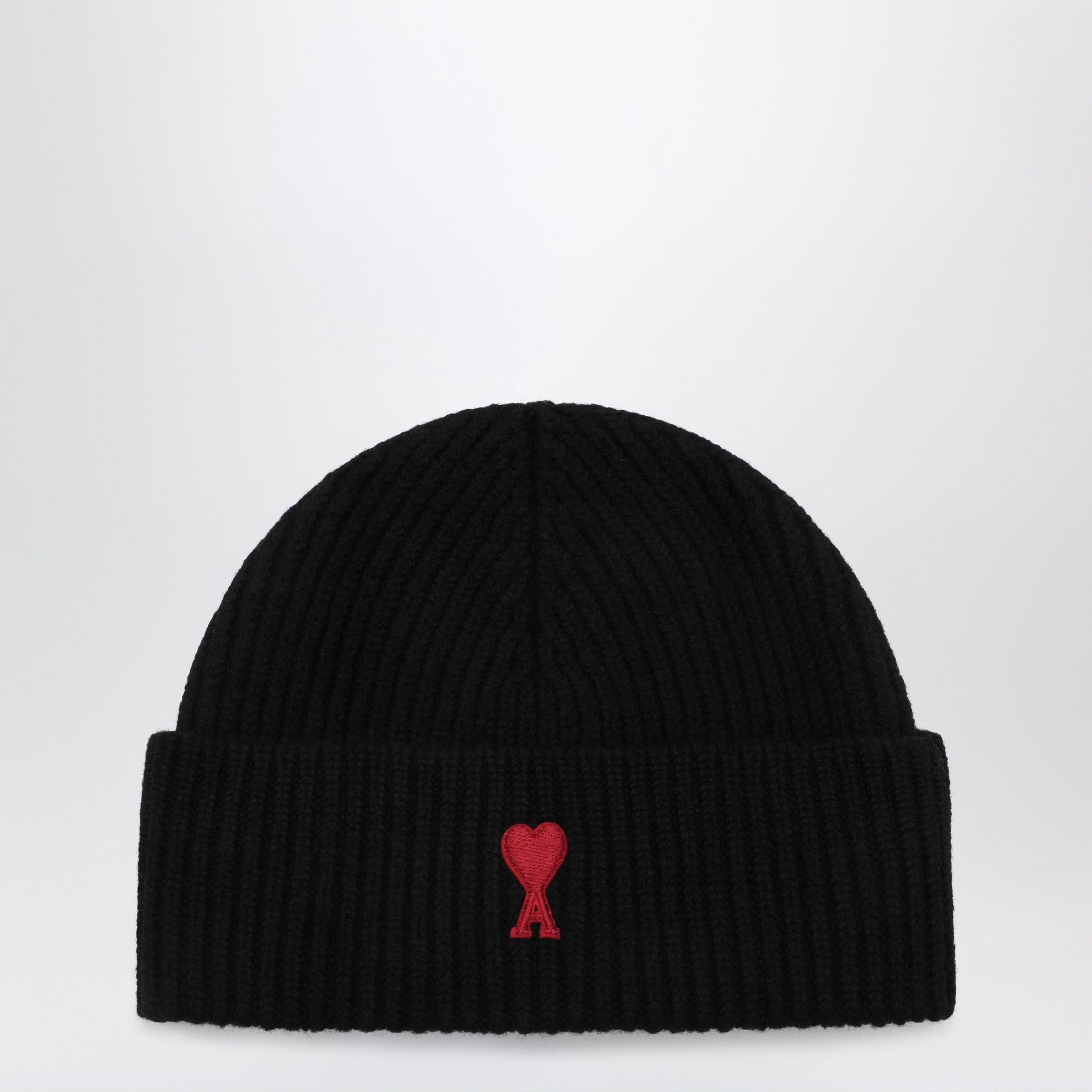 Ami Paris Black Ami De Coeur Wool Beanie Men AMI PARIS