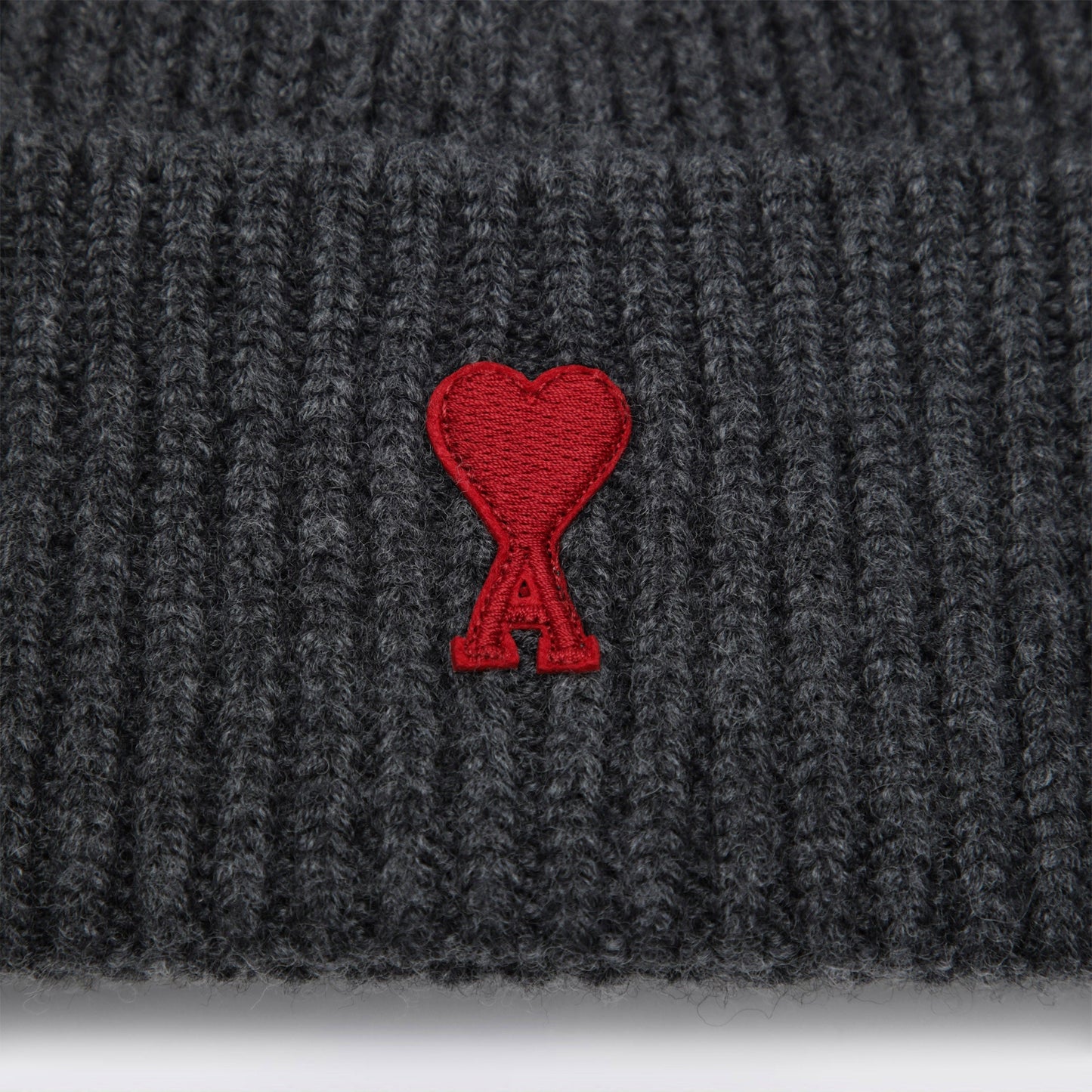 Ami Paris Grey Ami De Coeur Beanie In Wool Men AMI PARIS