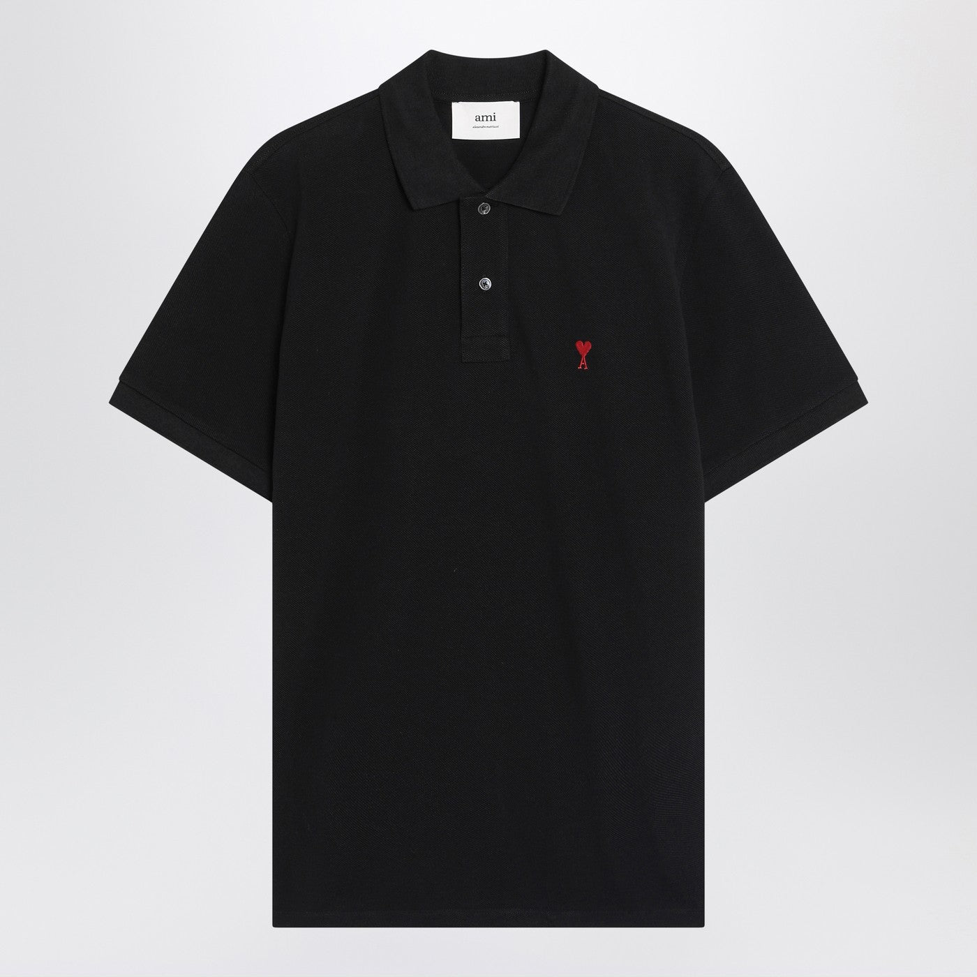 Ami Paris Ami De Coeur Black Polo Shirt Men AMI PARIS