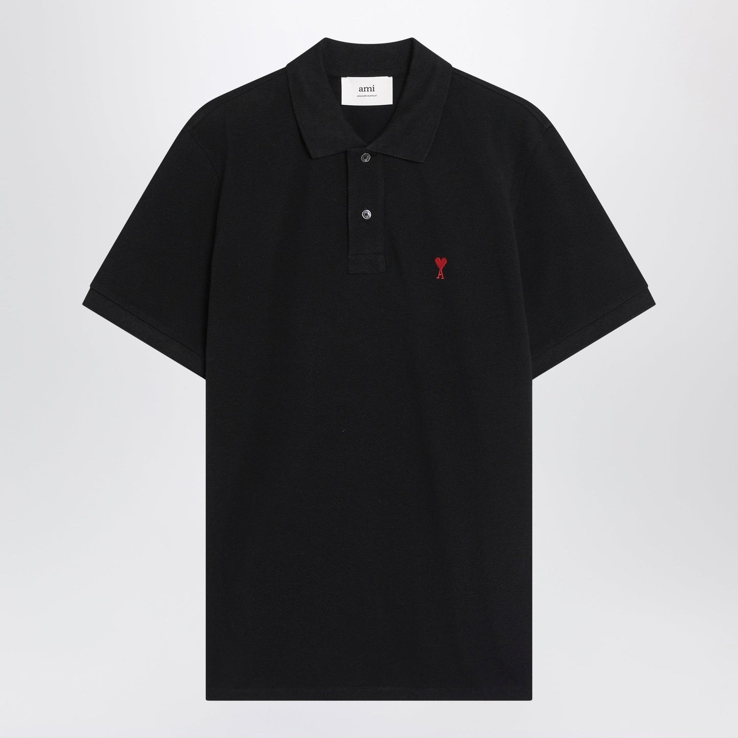 Ami Paris Black Ami De Coeur Polo Shirt Men AMI PARIS