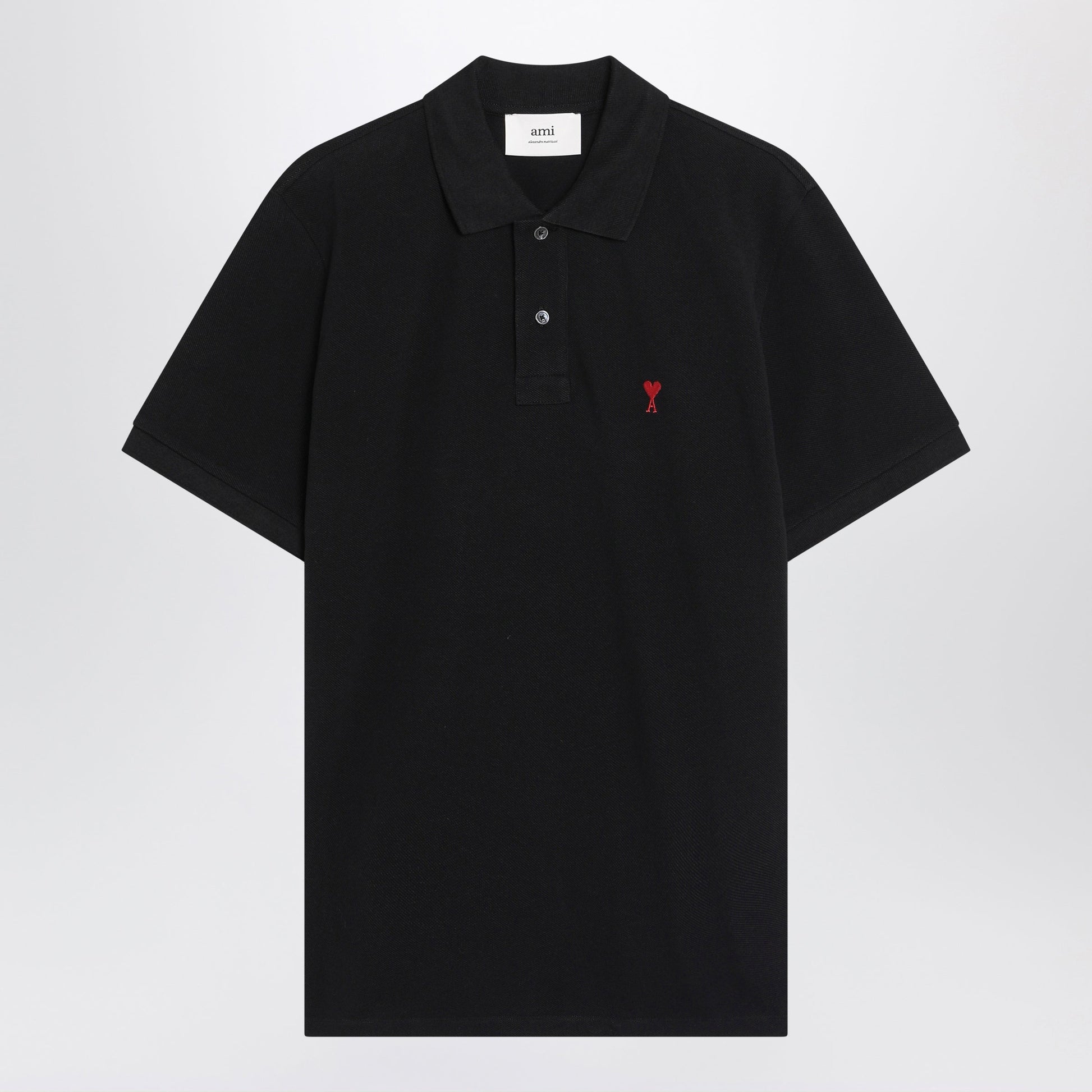 Ami Paris Black Ami De Coeur Polo Shirt Men AMI PARIS