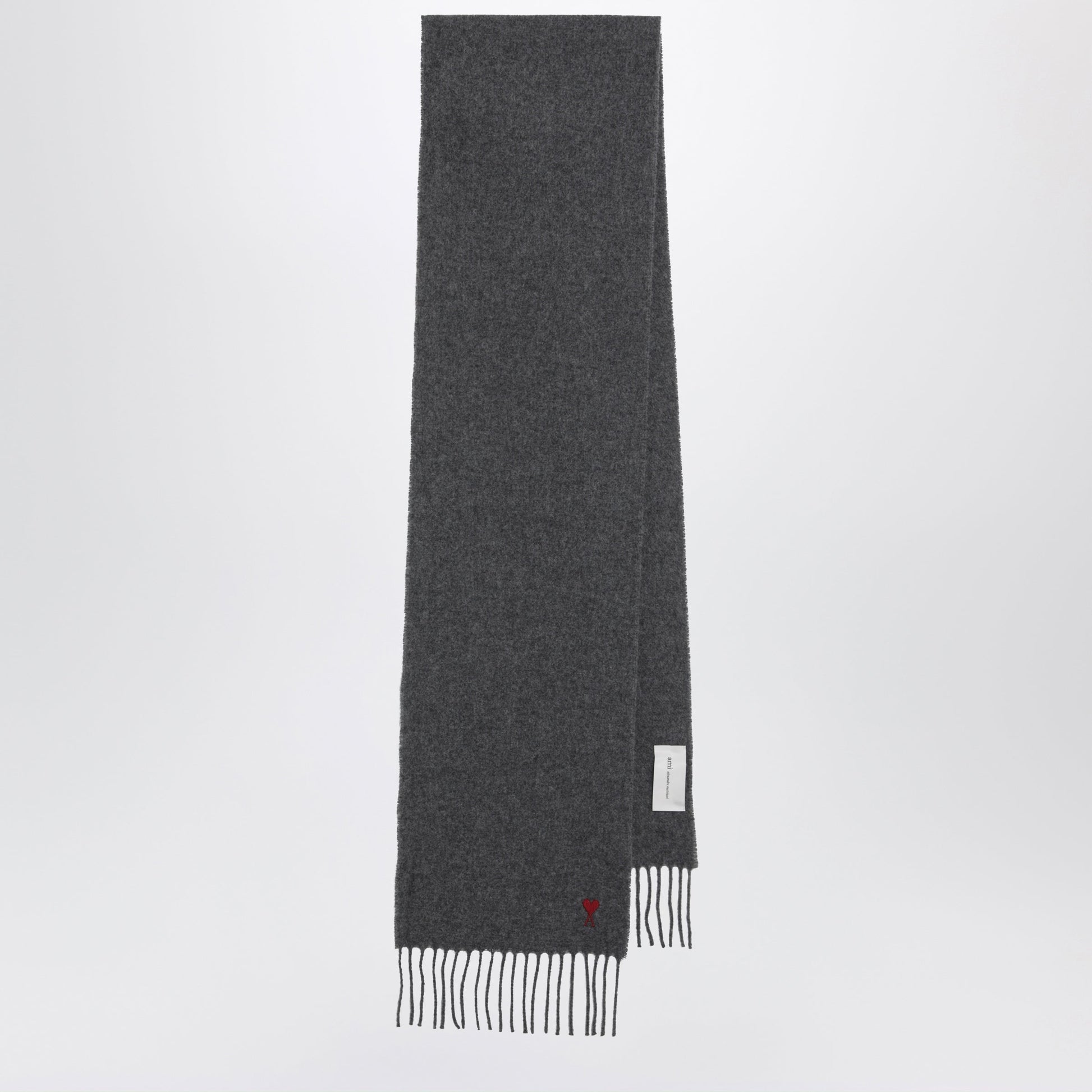 Ami Paris Dark Grey Ami De Coeur Wool Scarf Men AMI PARIS