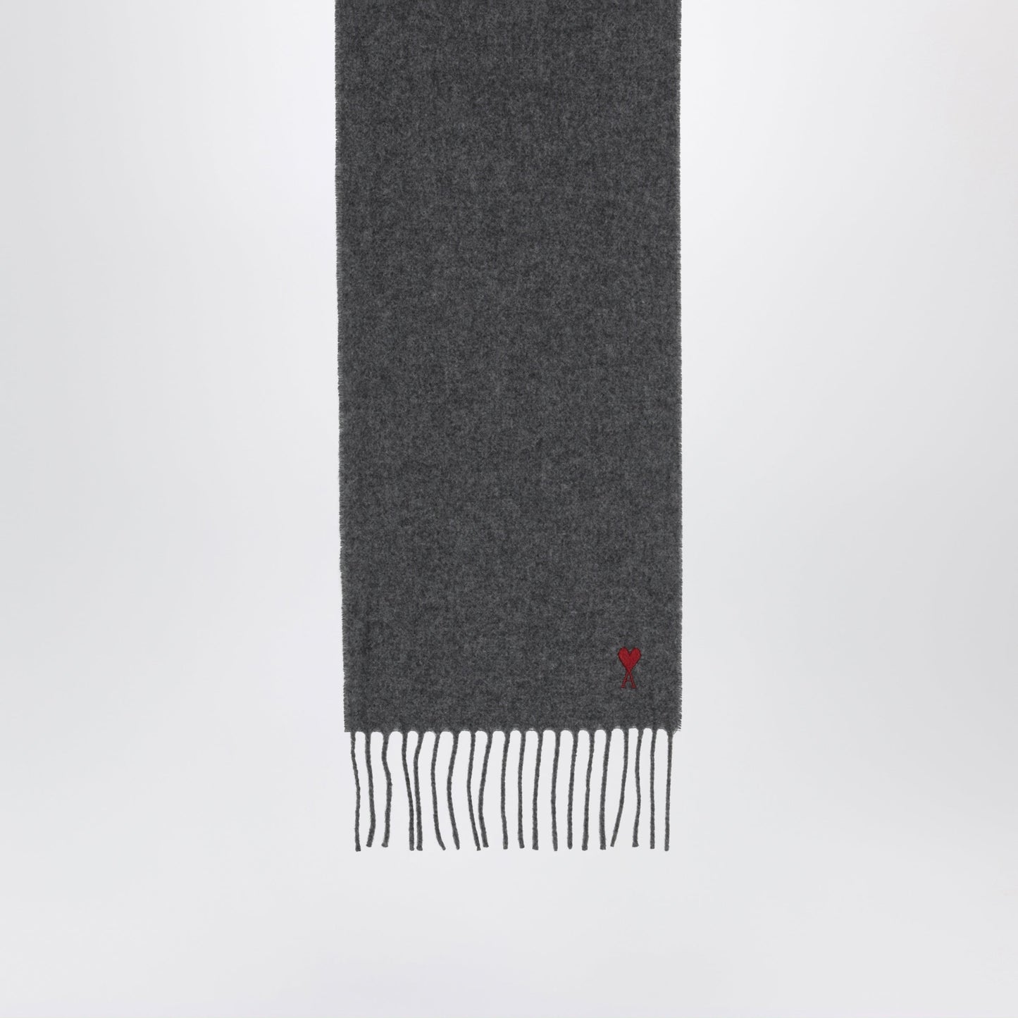 Ami Paris Dark Grey Ami De Coeur Wool Scarf Men AMI PARIS