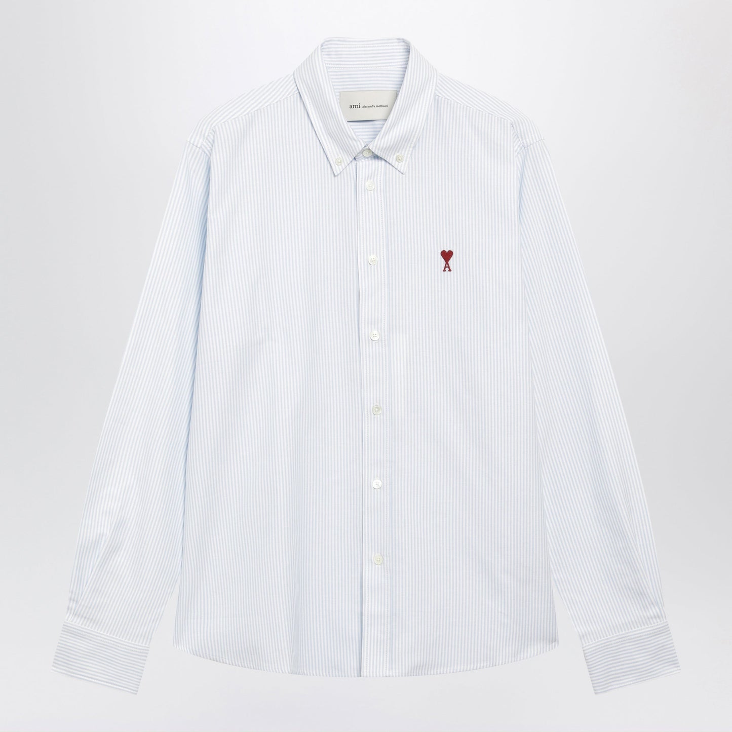 Ami Paris Light Blue And White Striped Ami De Coeur Shirt Women AMI PARIS