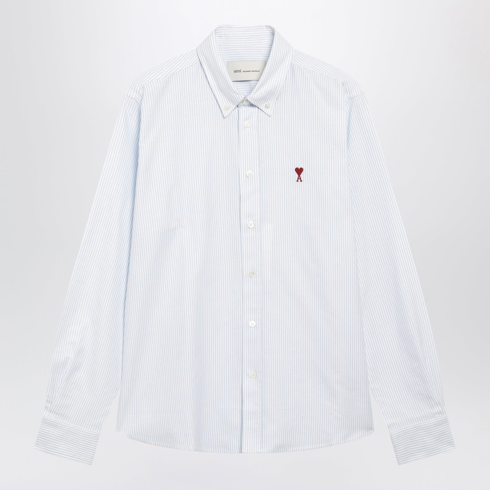 Ami Paris Light Blue And White Striped Ami De Coeur Shirt Women AMI PARIS