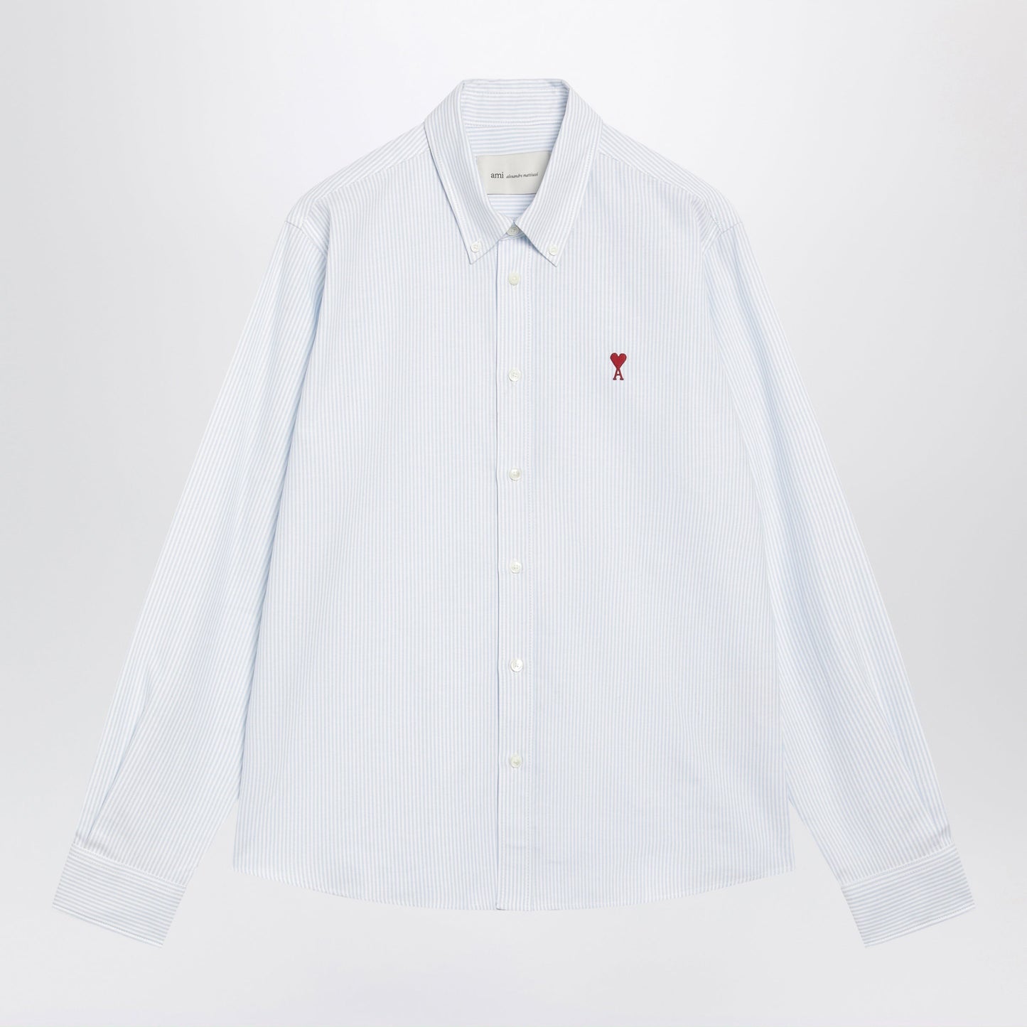 Ami Paris Light Blue/White Striped Ami De Coeur Shirt Men AMI PARIS