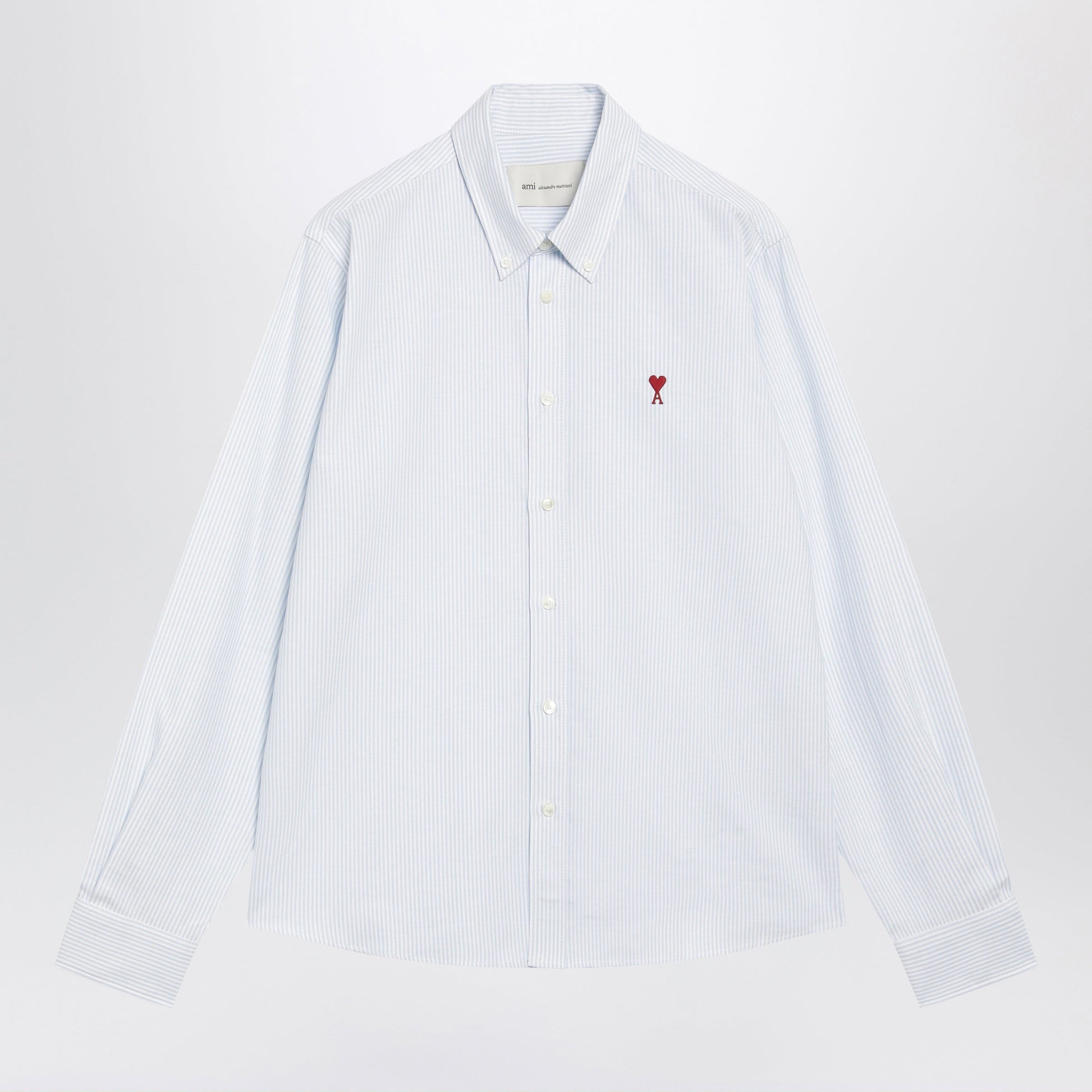 Ami Paris Light Blue/White Striped Ami De Coeur Shirt Men AMI PARIS
