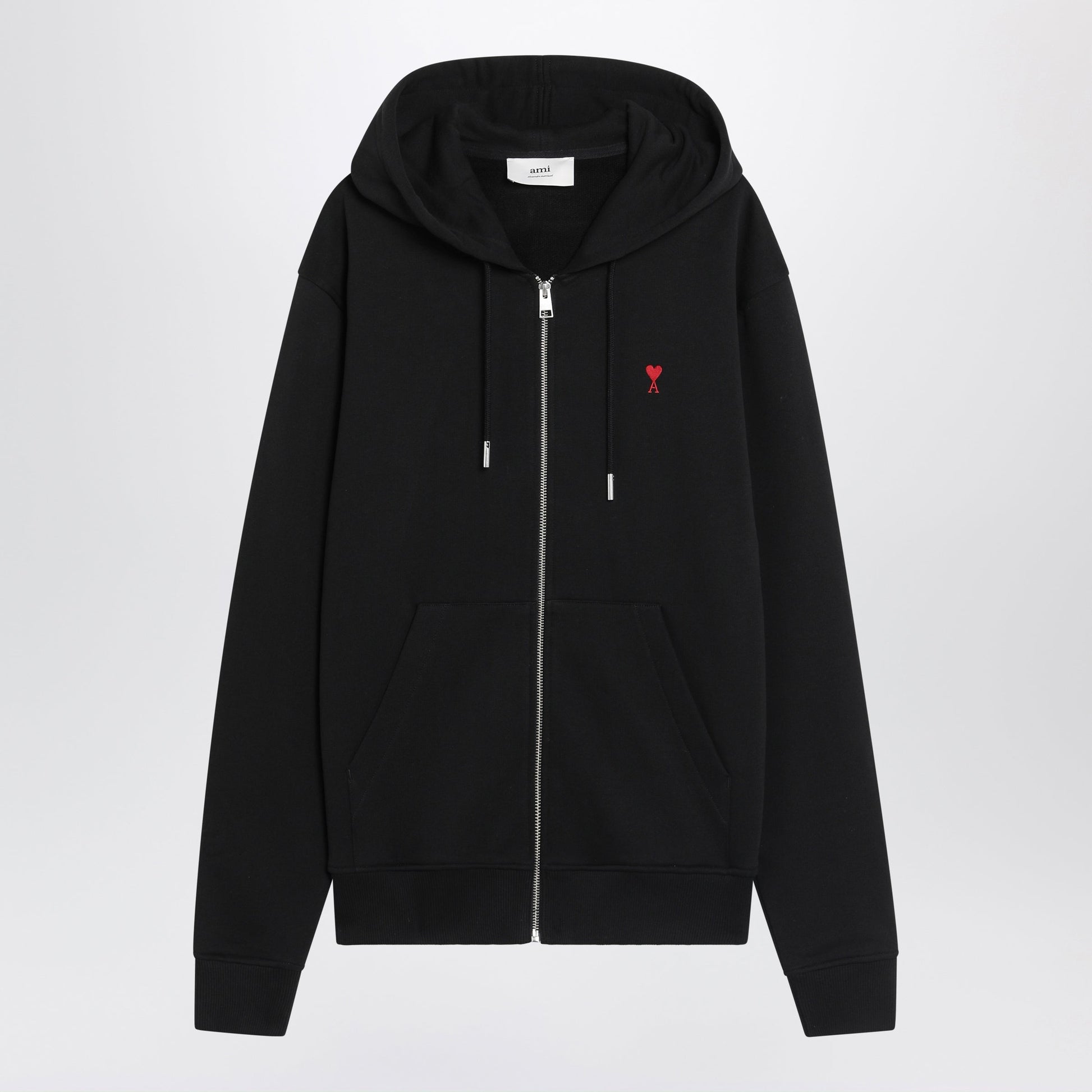 Ami Paris Black Ami De Coeur Zip-Up Sweatshirt Men AMI PARIS