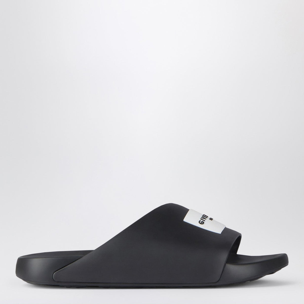 Givenchy Black Rubber Label Slide Flat Mules Men GIVENCHY