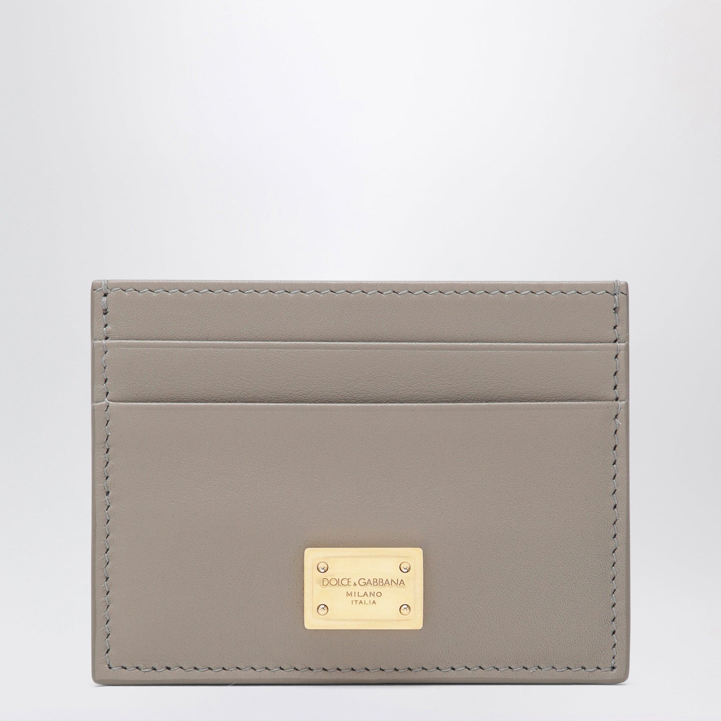 Dolce&Gabbana Taupe Leather Card Holder With Logo Plaque Women DOLCE & GABBANA
