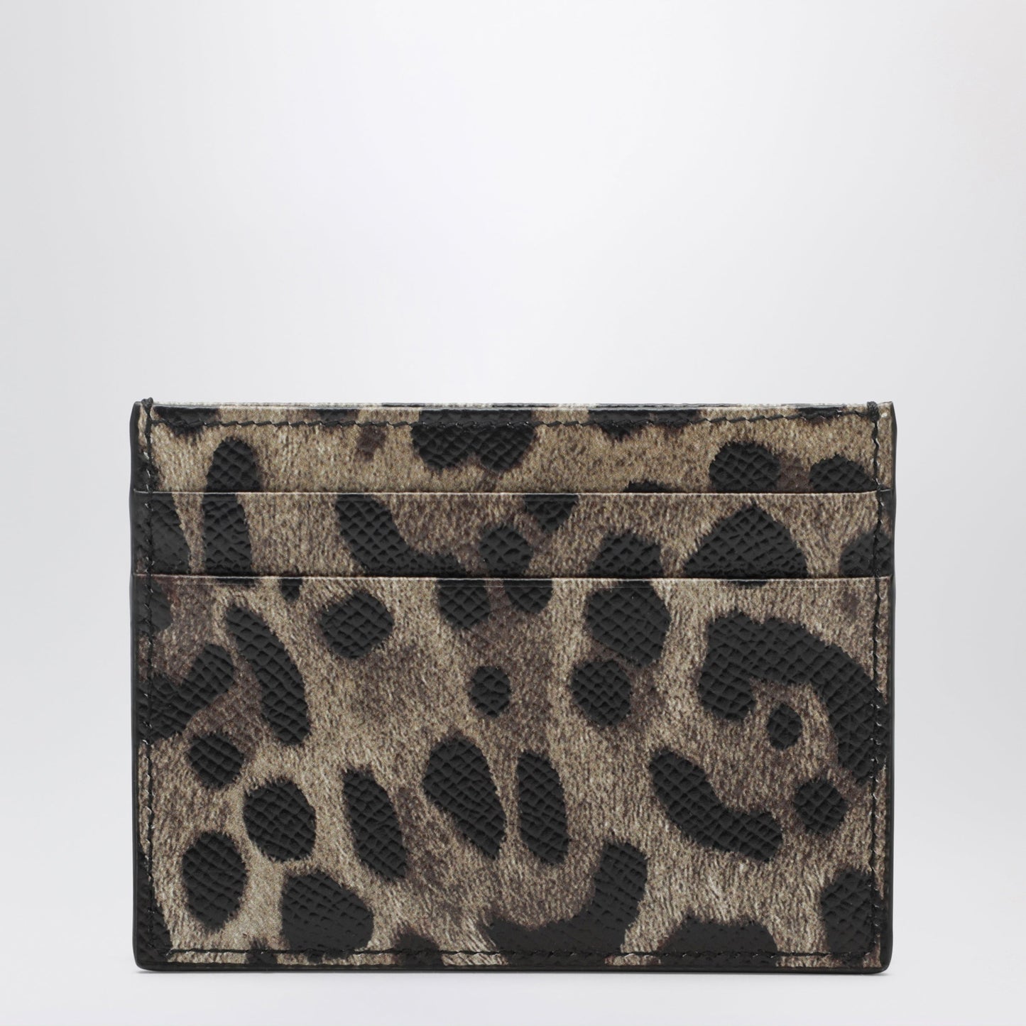 Dolce&Gabbana Card Holder In Leopard-Print Dauphine Leather With Logo Plaque Women DOLCE & GABBANA