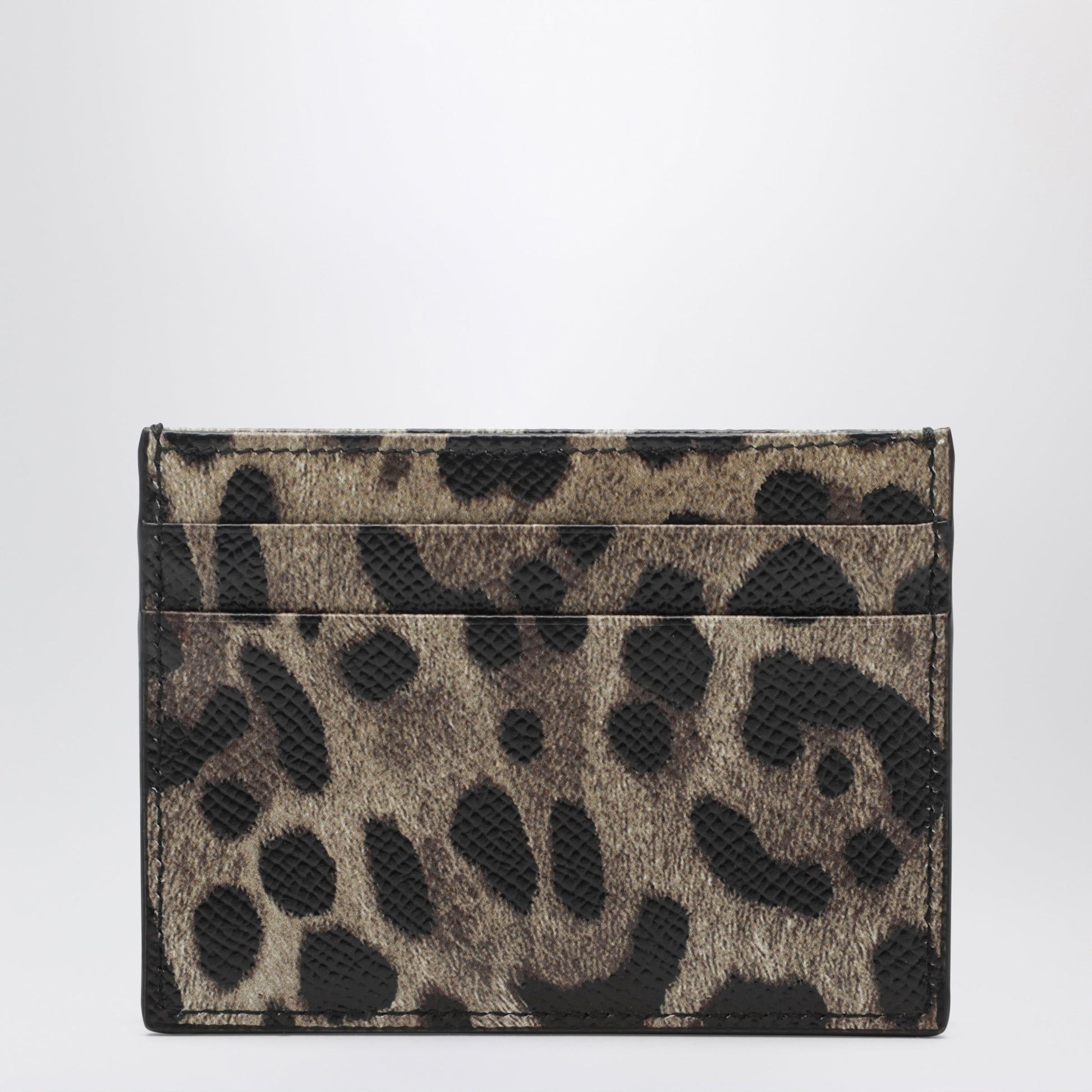 Dolce&Gabbana Card Holder In Leopard-Print Dauphine Leather With Logo Plaque Women DOLCE & GABBANA
