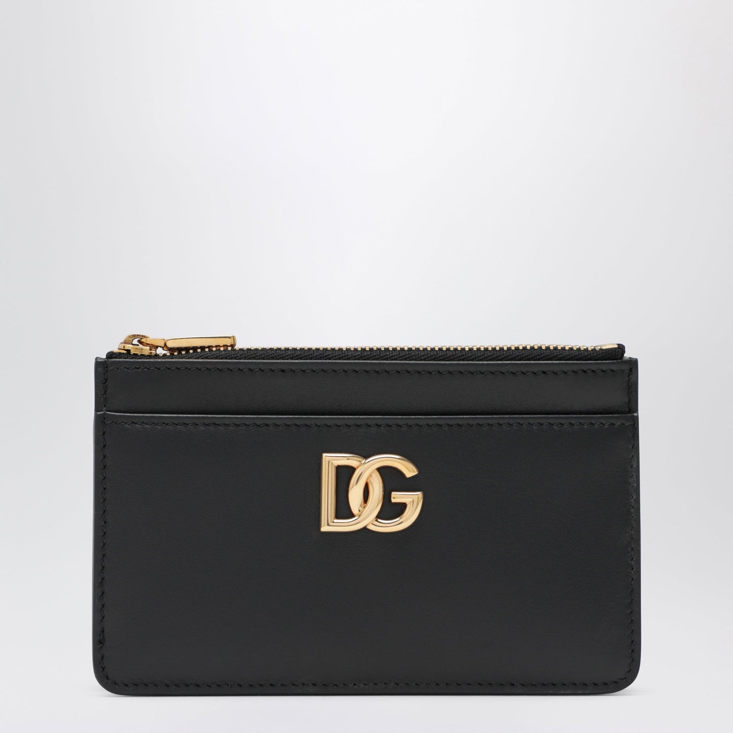 Dolce&Gabbana Black Leather Zip Card Holder With Dg Logo Women DOLCE & GABBANA