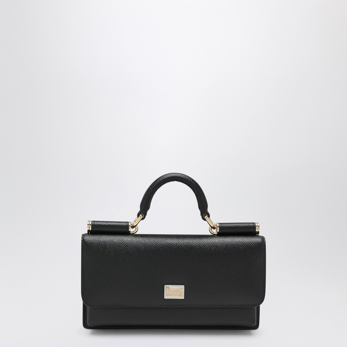 Dolce&Gabbana Mini Dauphine Black Leather Bag With Logo Tag Women DOLCE & GABBANA