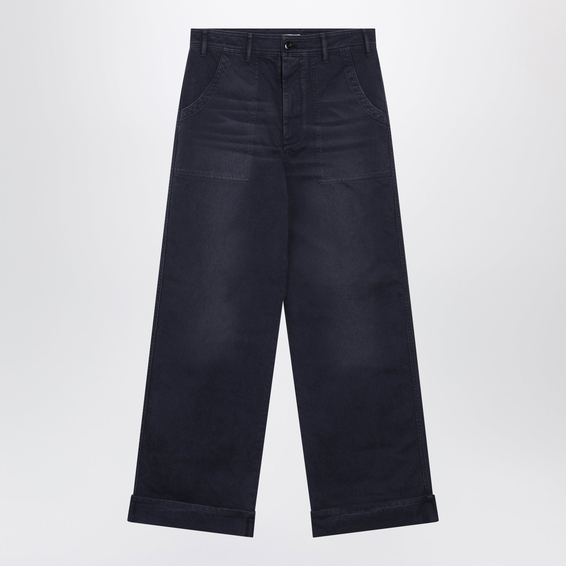Acne Studios Navy Blue Cotton Twill Trousers Men ACNE STUDIOS