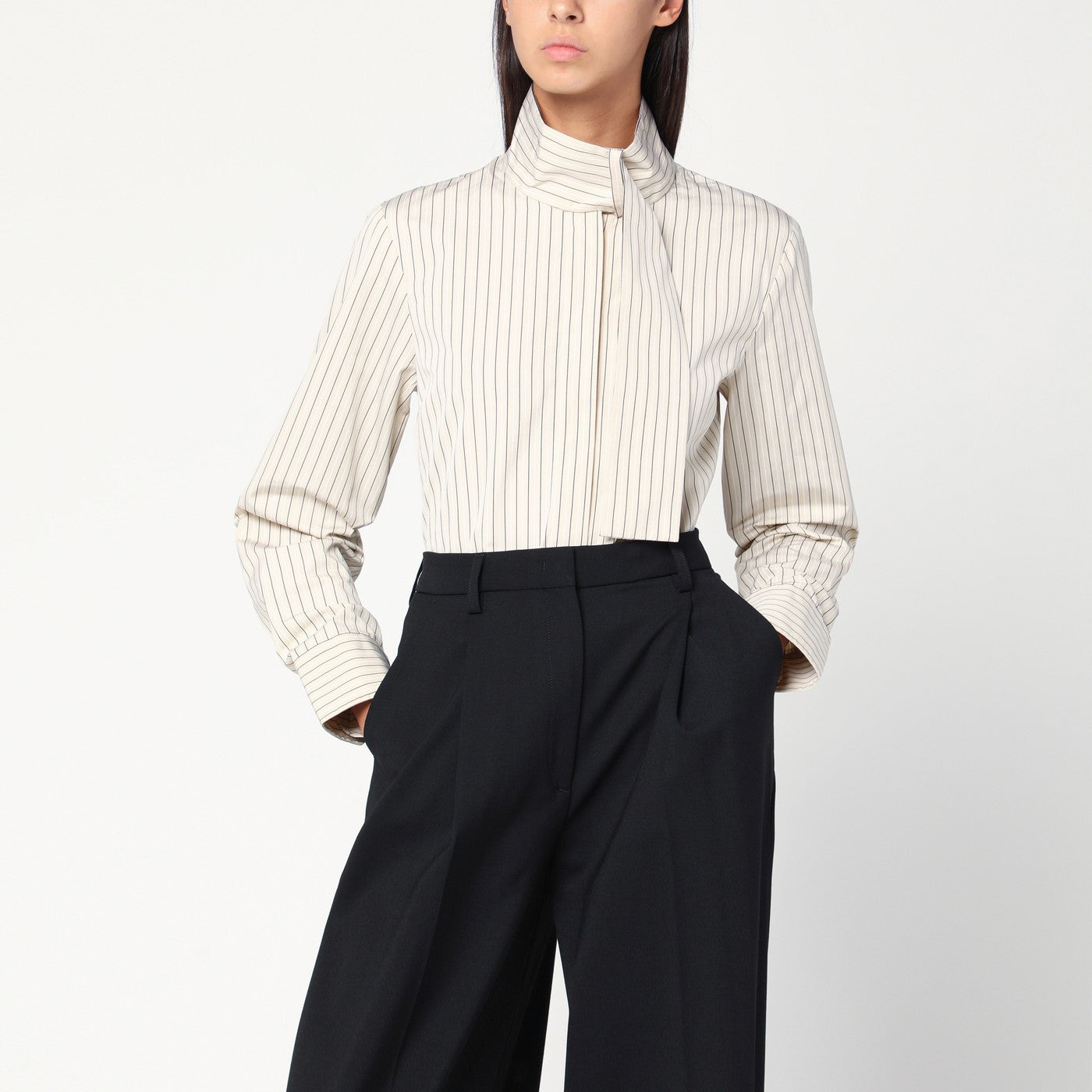 Patou Striped Shirt With Scarf Collar Women PATOU