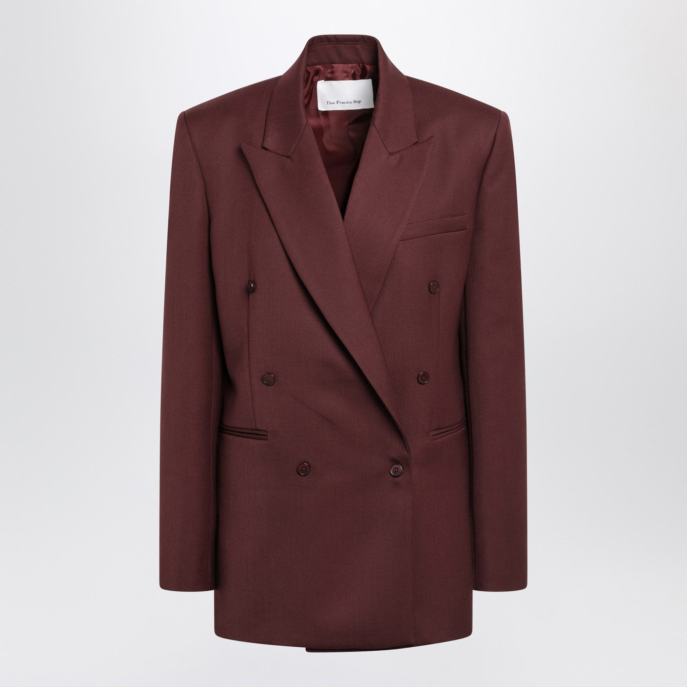 The Frankie Shop Monterey Burgundy Structured Wool-Blend Jacket Women The Frankie Shop