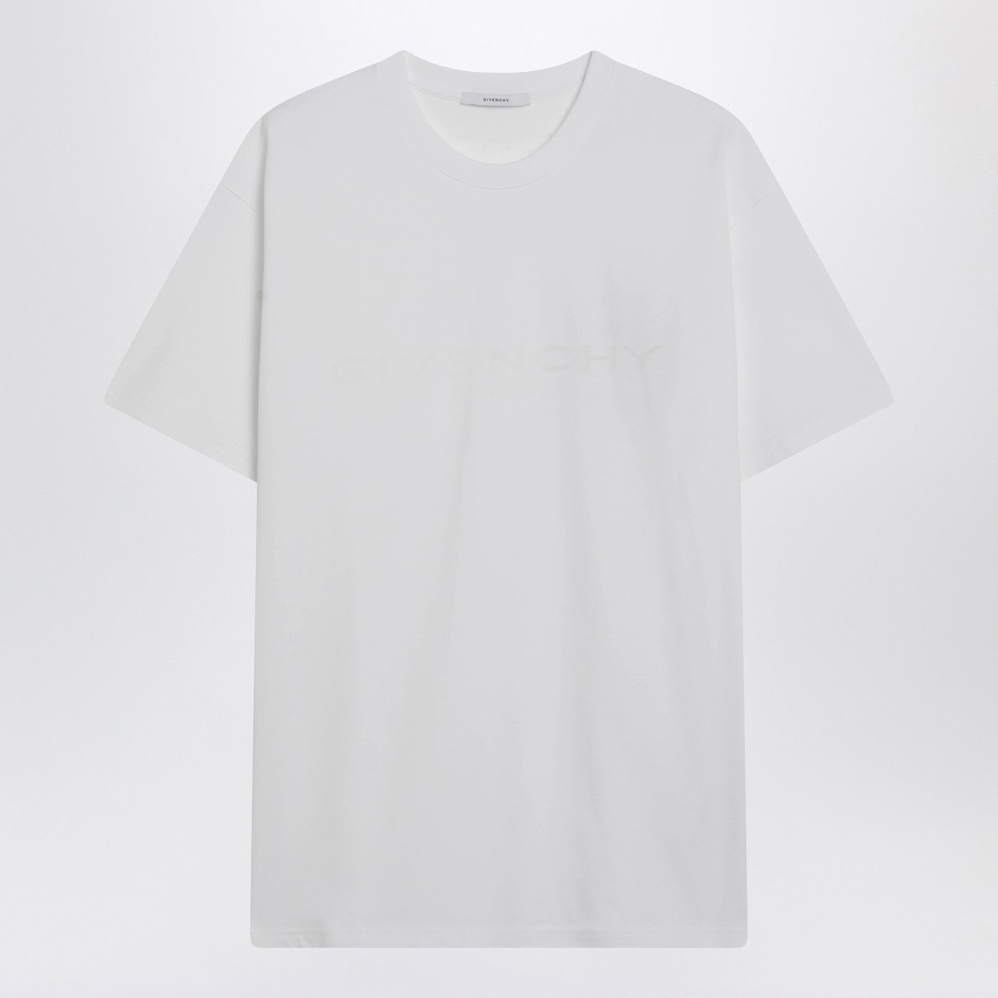 Givenchy White Cotton And Silk T-Shirt With Jacquard Logo Men GIVENCHY