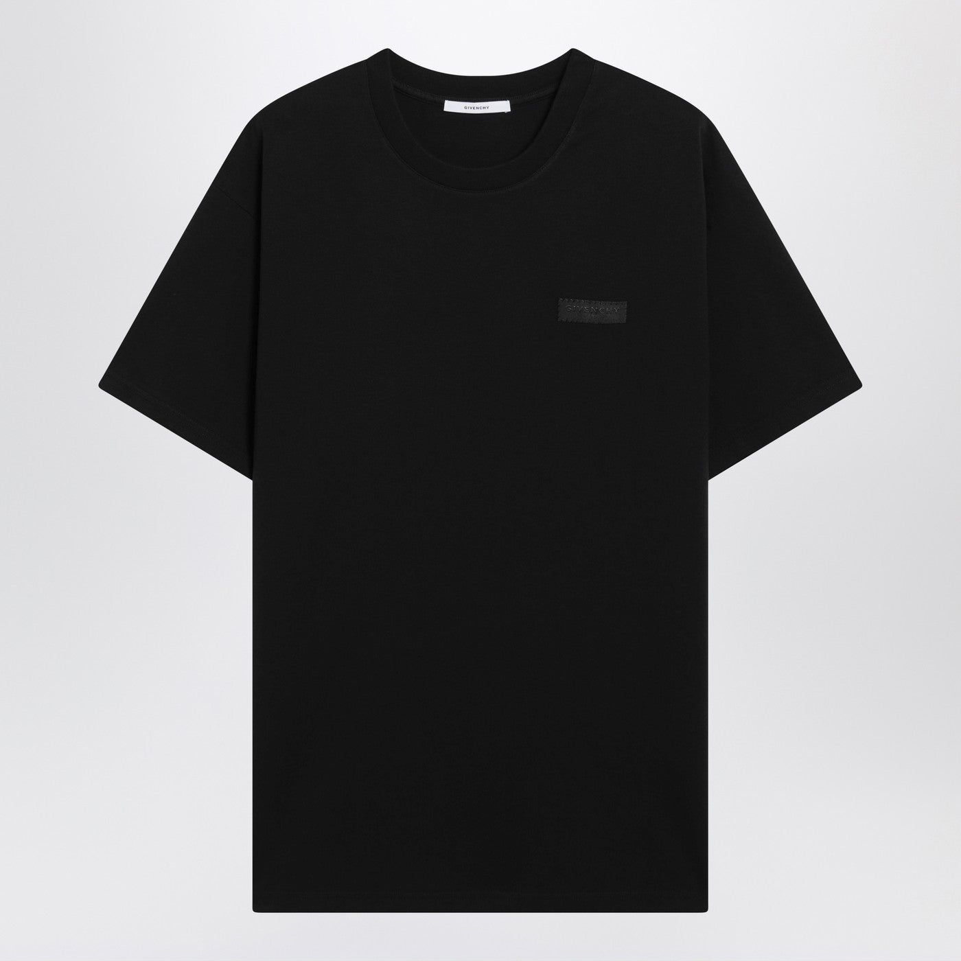 Givenchy Black Cotton T-Shirt With Logo Patch Men GIVENCHY