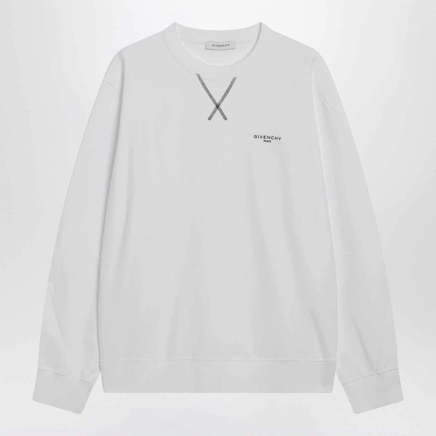 Givenchy White Couture Seam Sweatshirt With Embroidered Logo Men GIVENCHY