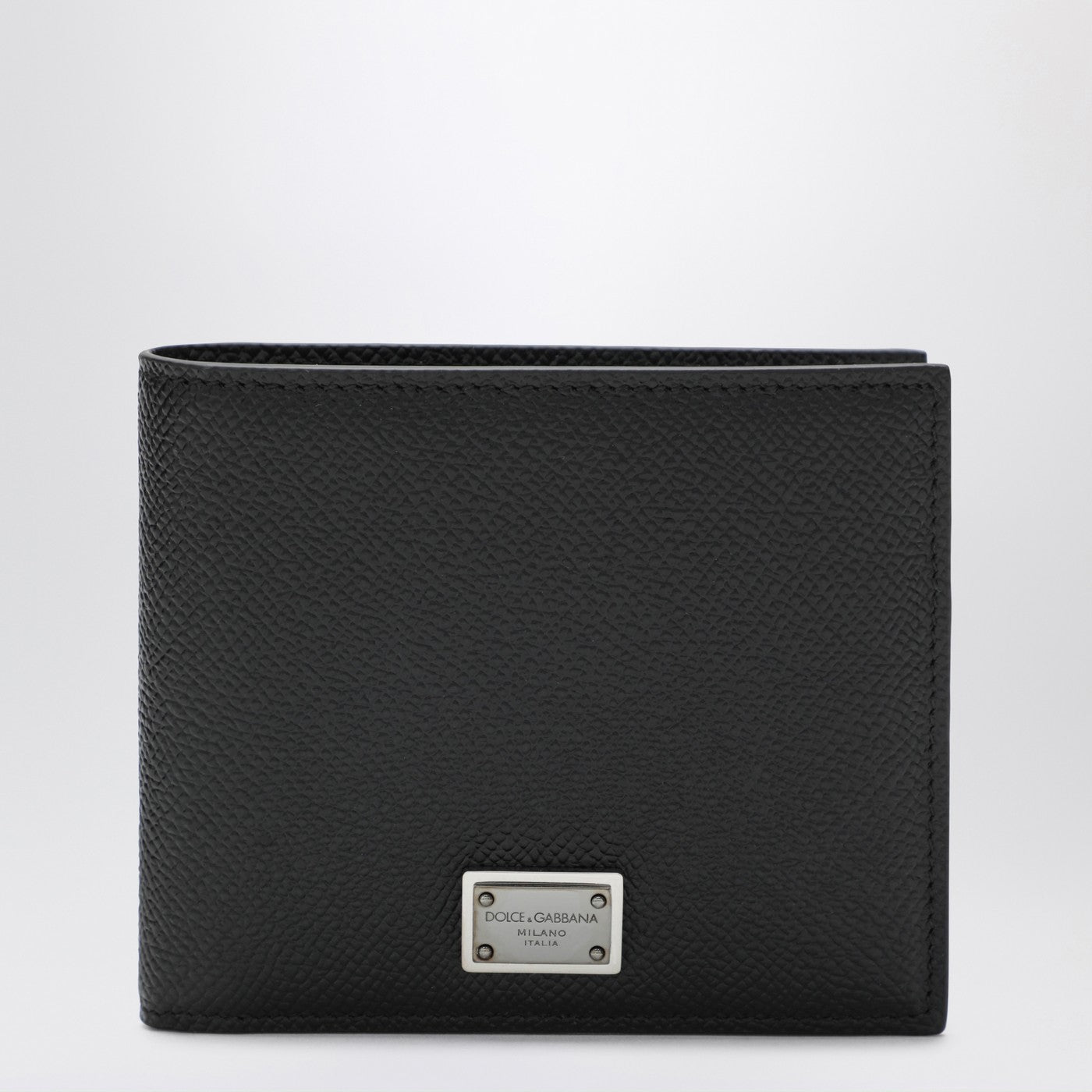 Dolce&Gabbana Black Dauphine Leather Wallet With Logo Plaque Men DOLCE & GABBANA