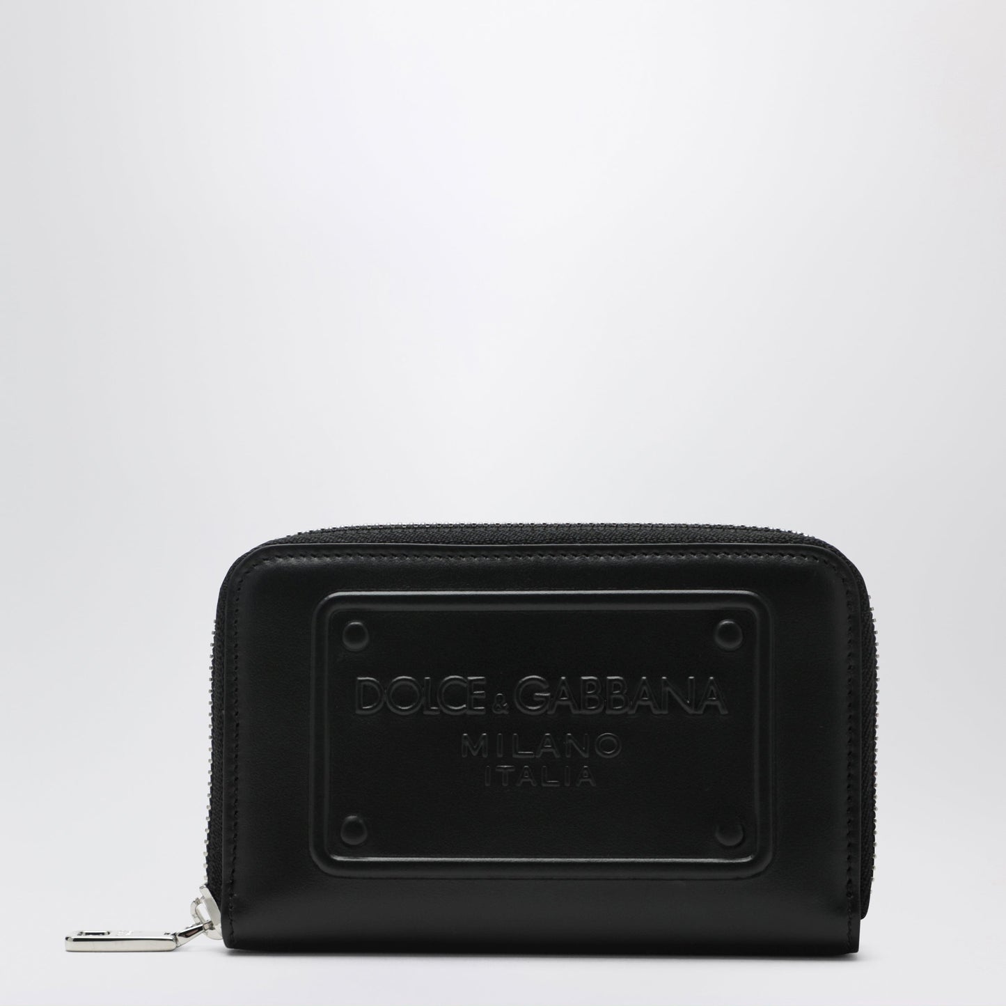 Dolce&Gabbana Small Black Zip-Around Wallet With Embossed Logo Men DOLCE & GABBANA