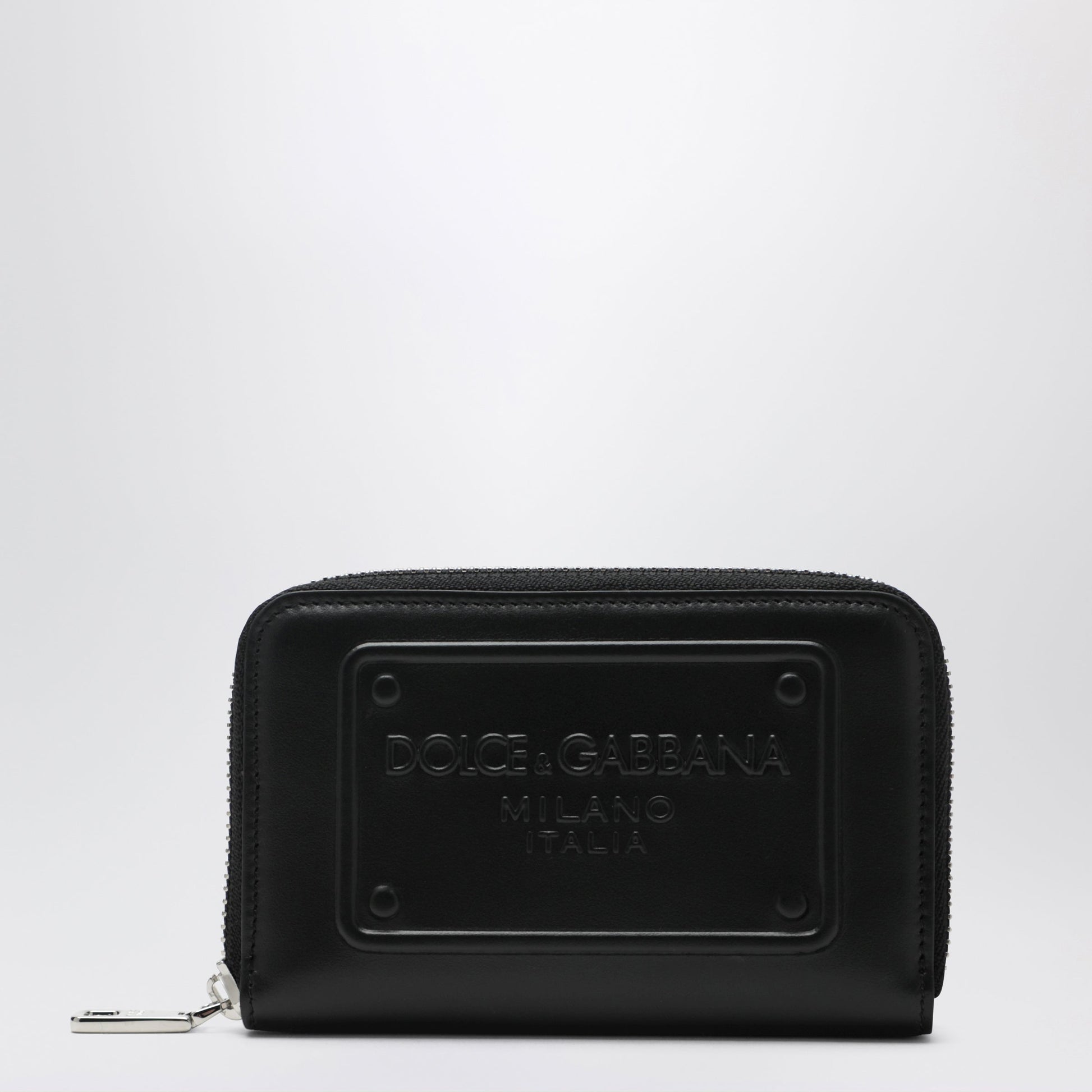 Dolce&Gabbana Small Black Zip-Around Wallet With Embossed Logo Men DOLCE & GABBANA