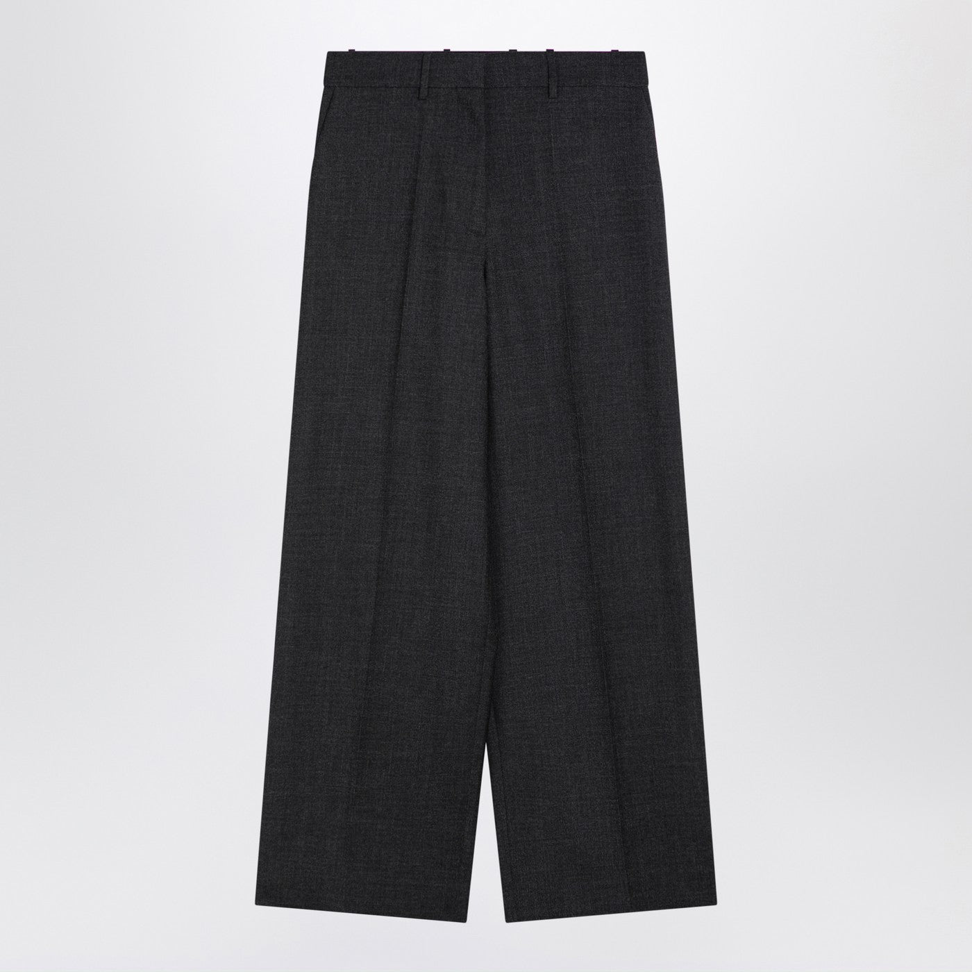 Givenchy Dark Grey Wool Wide Trousers Women GIVENCHY
