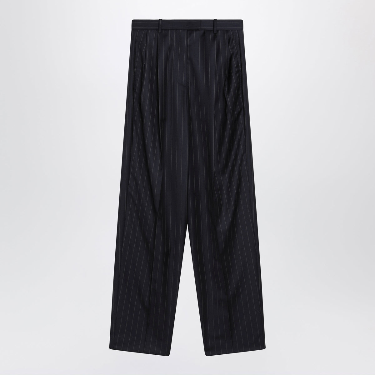 Givenchy Navy Blue Pinstripe Wool Trousers Women GIVENCHY