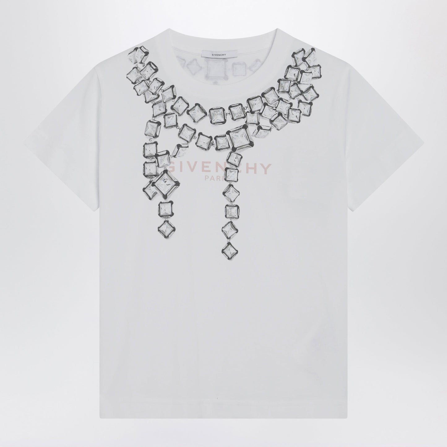 Givenchy Deconstructed Crystals Cotton T-Shirt In White Women GIVENCHY