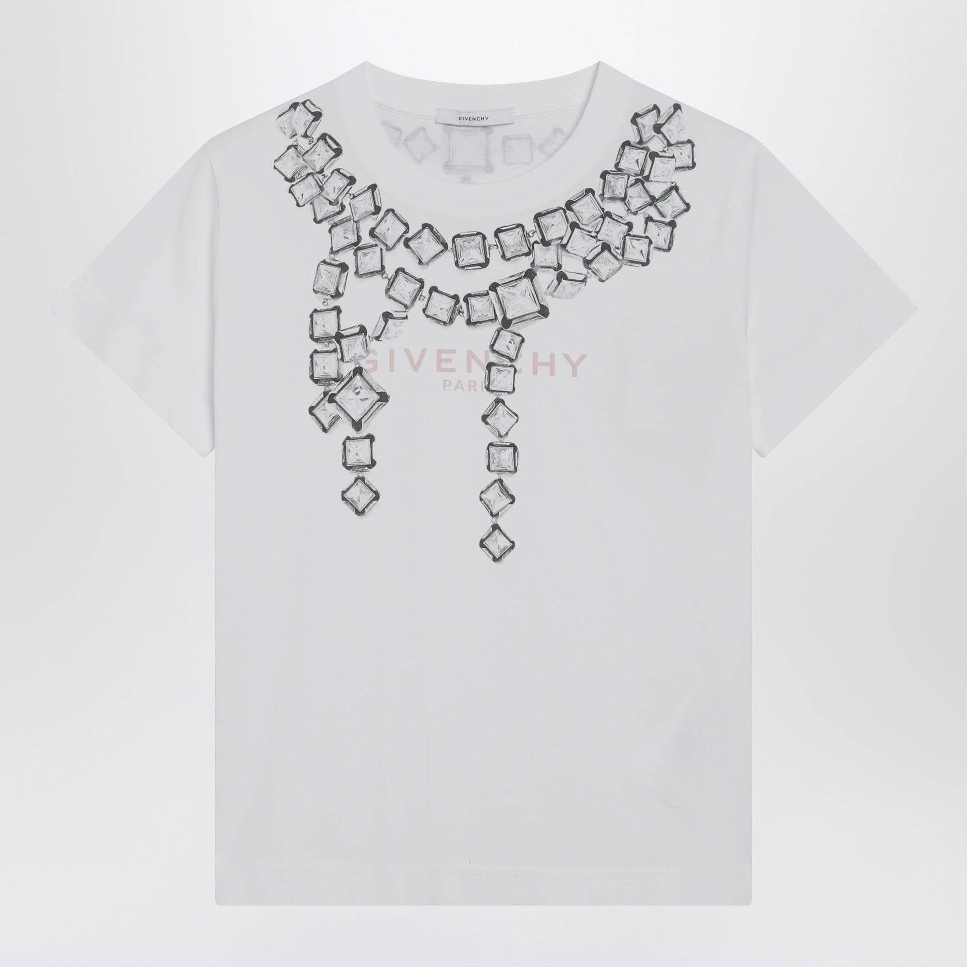 Givenchy Deconstructed Crystals Cotton T-Shirt In White Women GIVENCHY