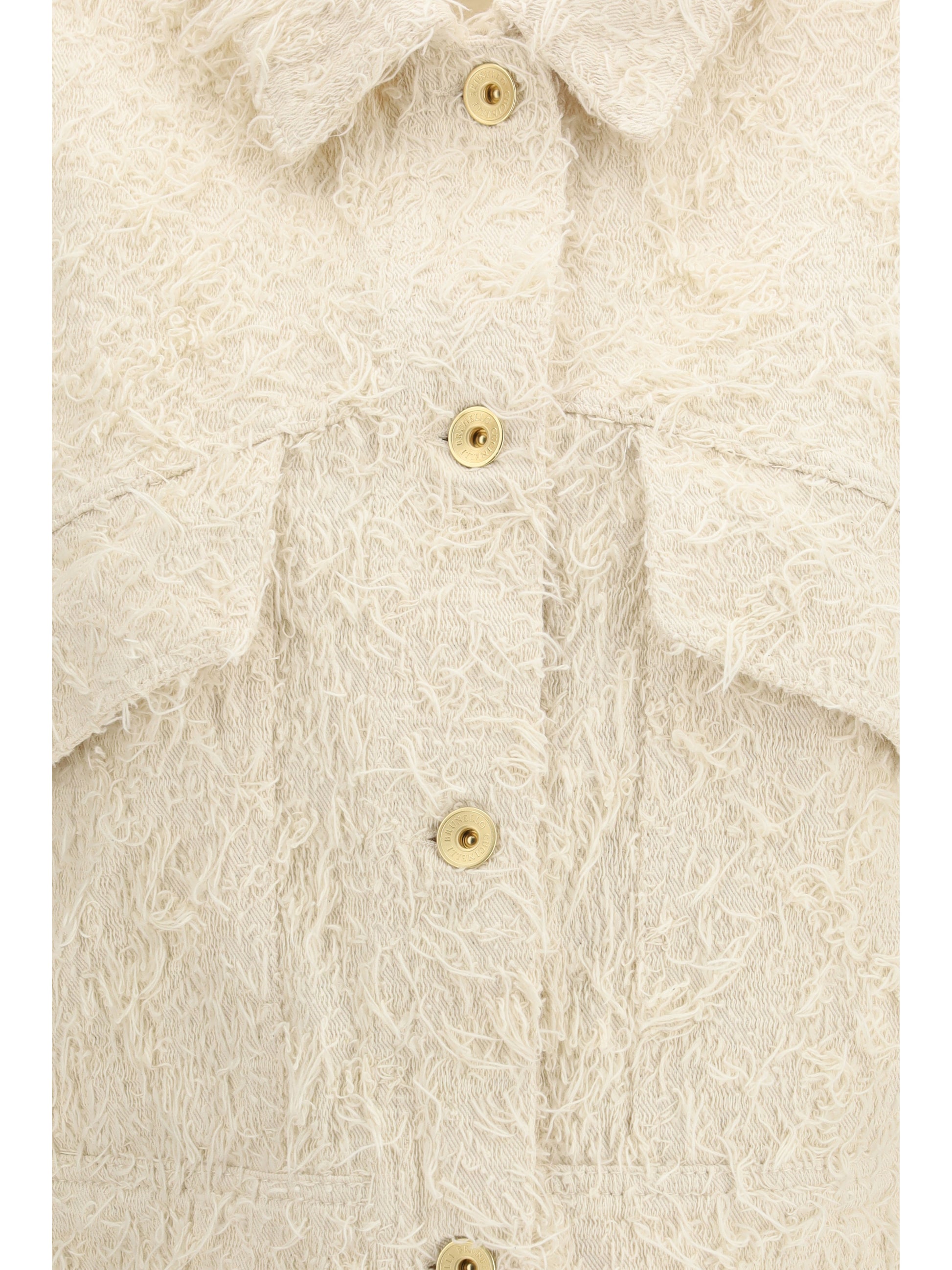 Brunello Cucinelli Women Fuzzy Dyed Denim Outerwear Jacket With Monili BRUNELLO CUCINELLI