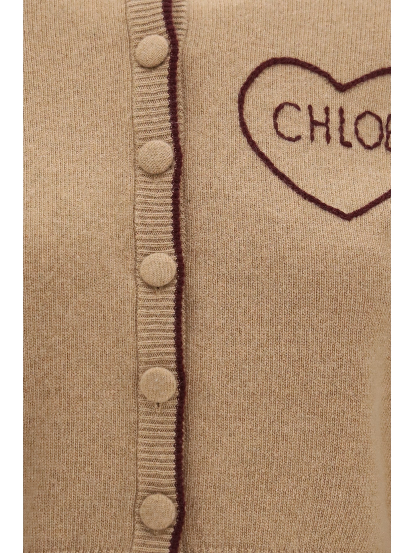 Chloé Women Fitted Logo Cardigan In Wool And Cashmere CHLOE