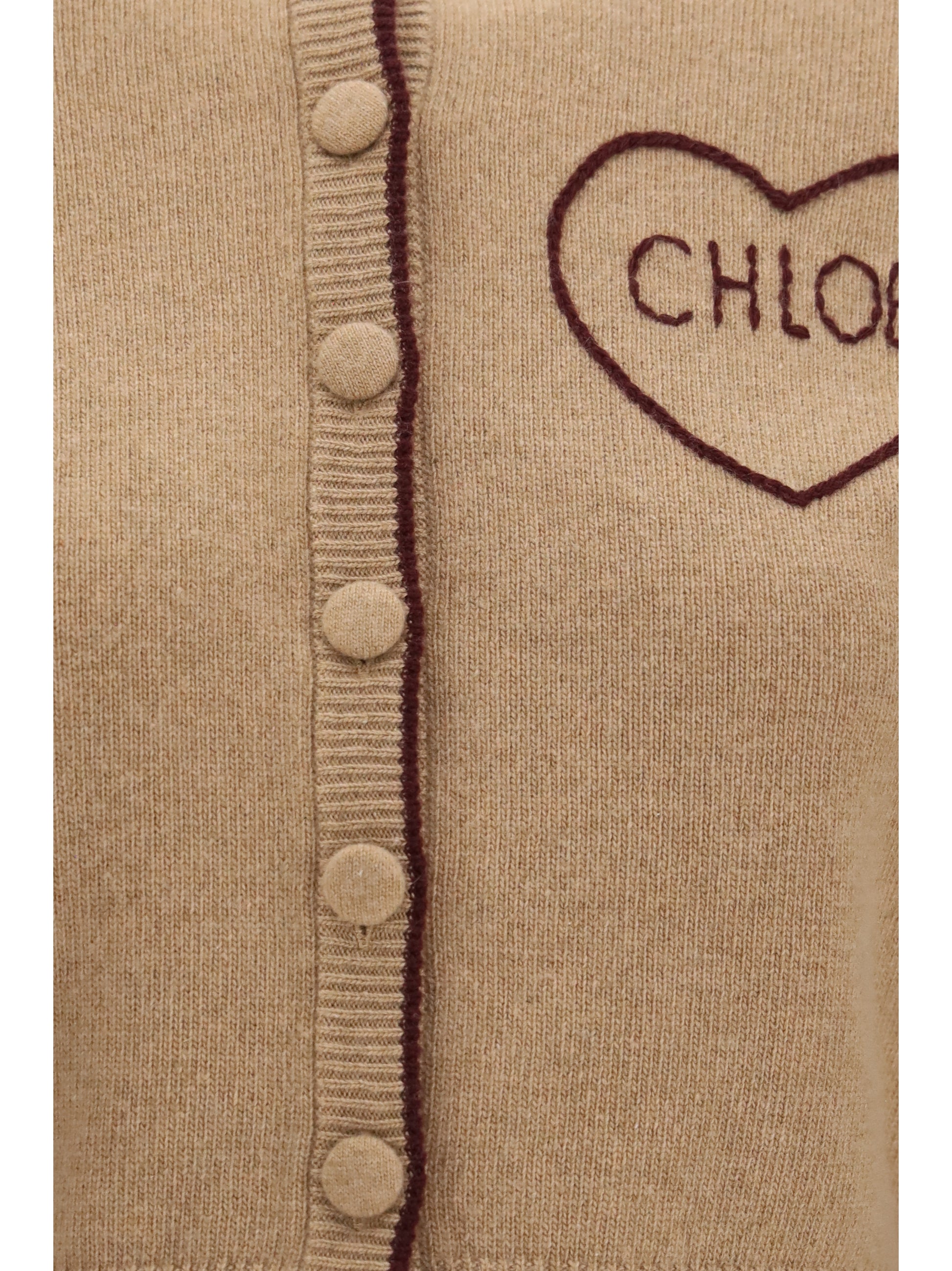 Chloé Women Fitted Logo Cardigan In Wool And Cashmere CHLOE