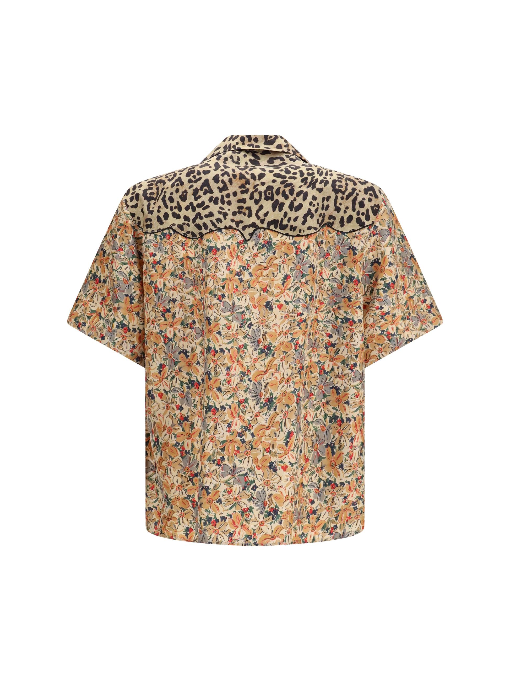 Valentino Men Short-Sleeve Floral And Leopard Print Shirt VALENTINO