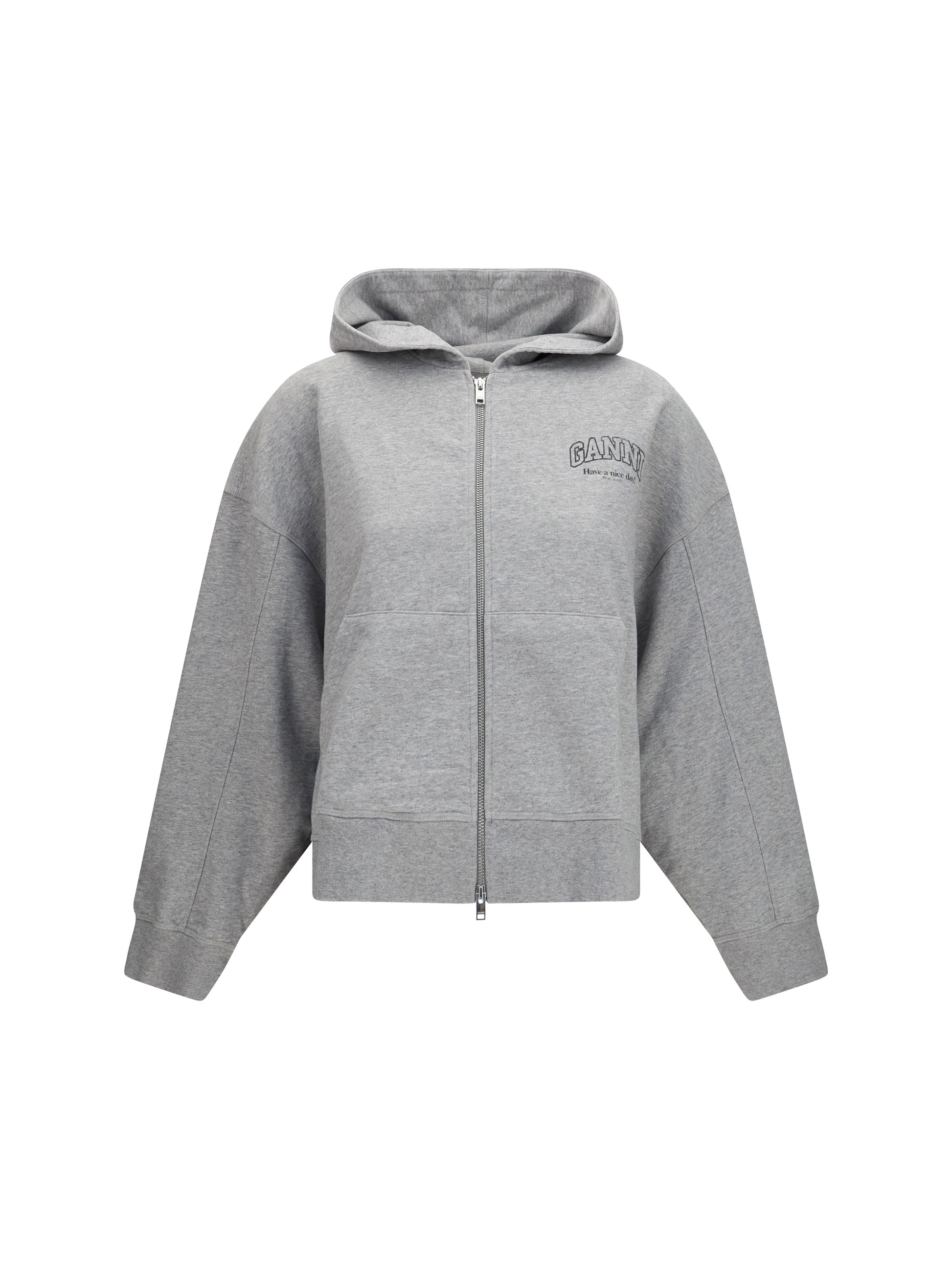 Ganni Women Cotton Zip-Up Hoodie GANNI