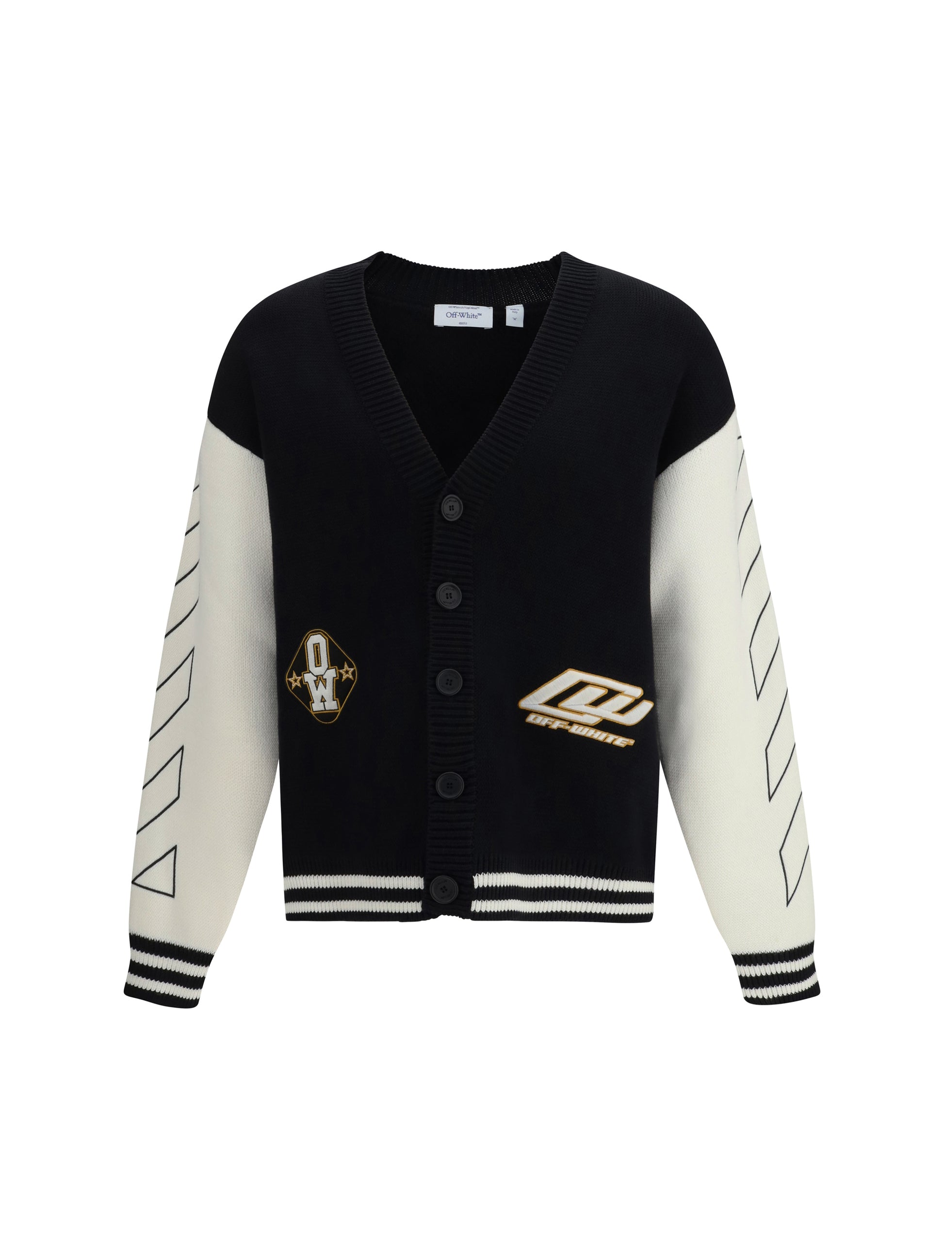 Off-White Men Star Logo Diagonal Varsity Cardigan OFF-WHITE
