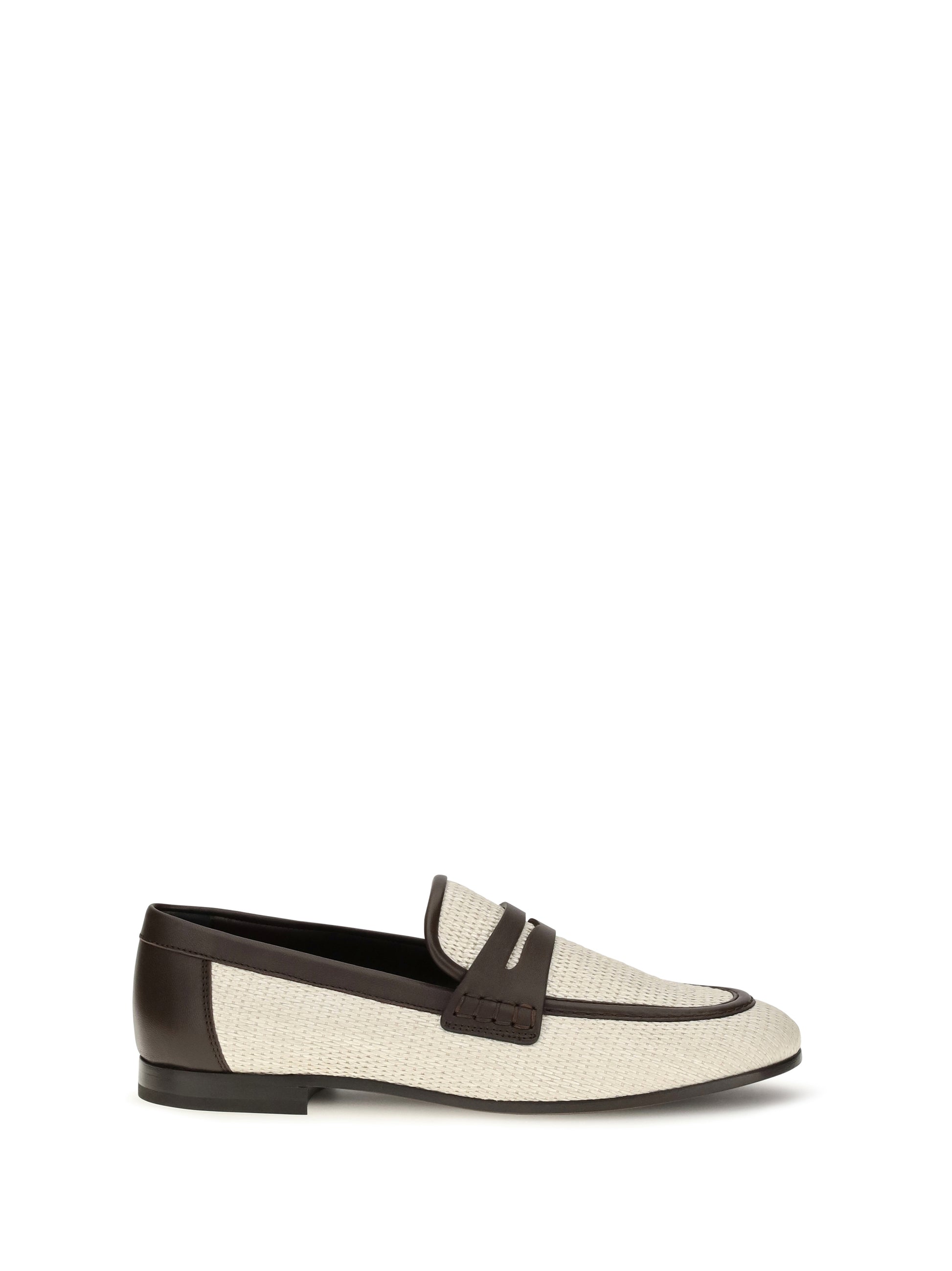 Brunello Cucinelli Women Two-Tone Leather And Raffia Loafers BRUNELLO CUCINELLI